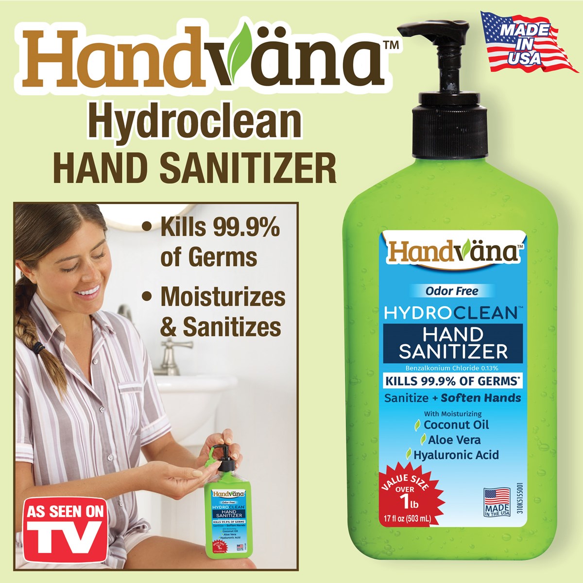 Handvana™ Hydroclean™ NonAlcohol Hand Sanitizer 17 oz. Collections Etc.