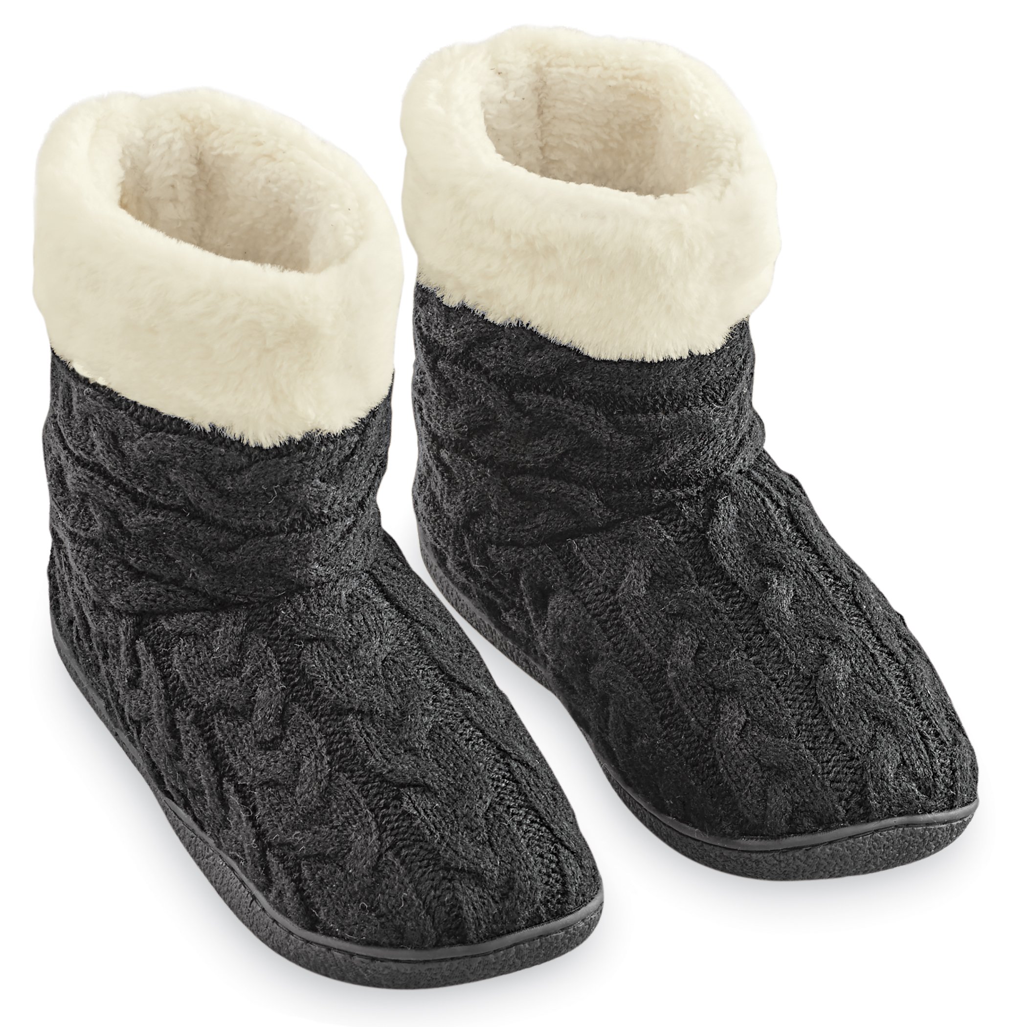 Stilvolle weiche Winter Zopfmuster Design rutschfeste Stiefel Hausschuhe | Polyester, TPR - Bild 4 von 8
