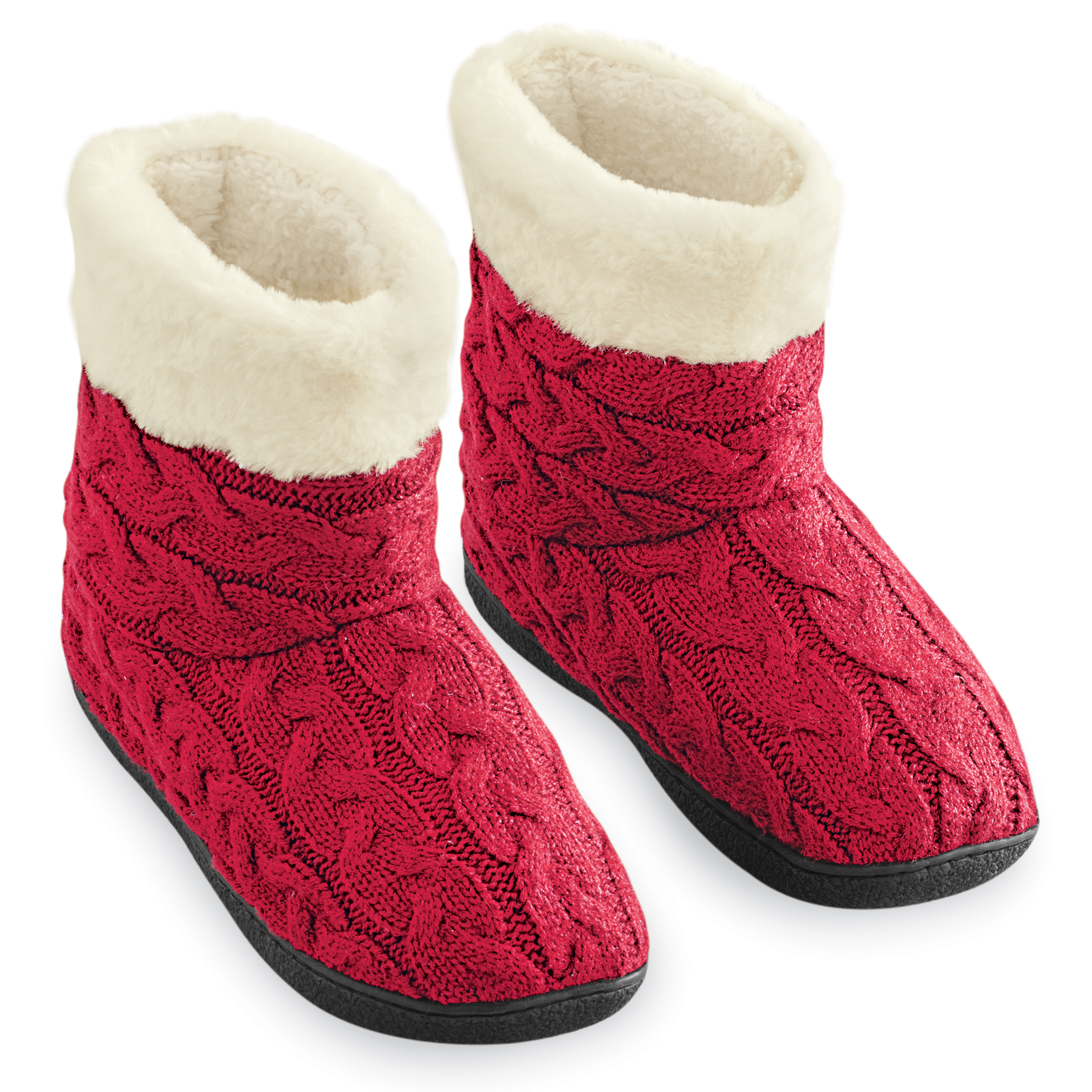 Stilvolle weiche Winter Zopfmuster Design rutschfeste Stiefel Hausschuhe | Polyester, TPR - Bild 8 von 8