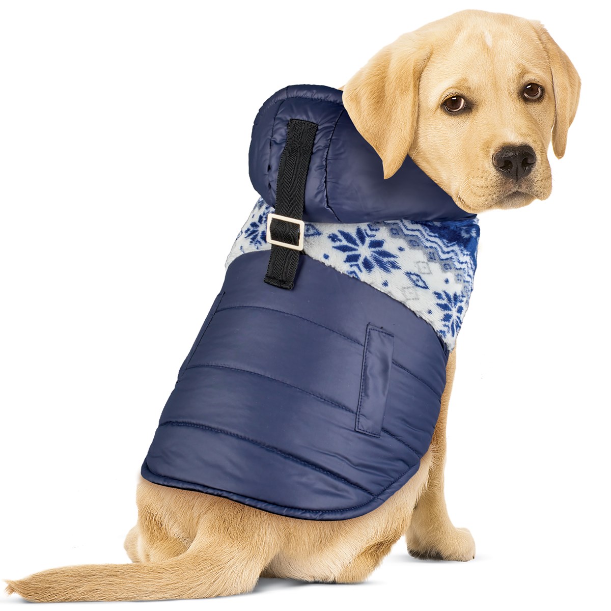 Quilted NordicPattern PufferStyle Hooded Dog Jacket Collections Etc.