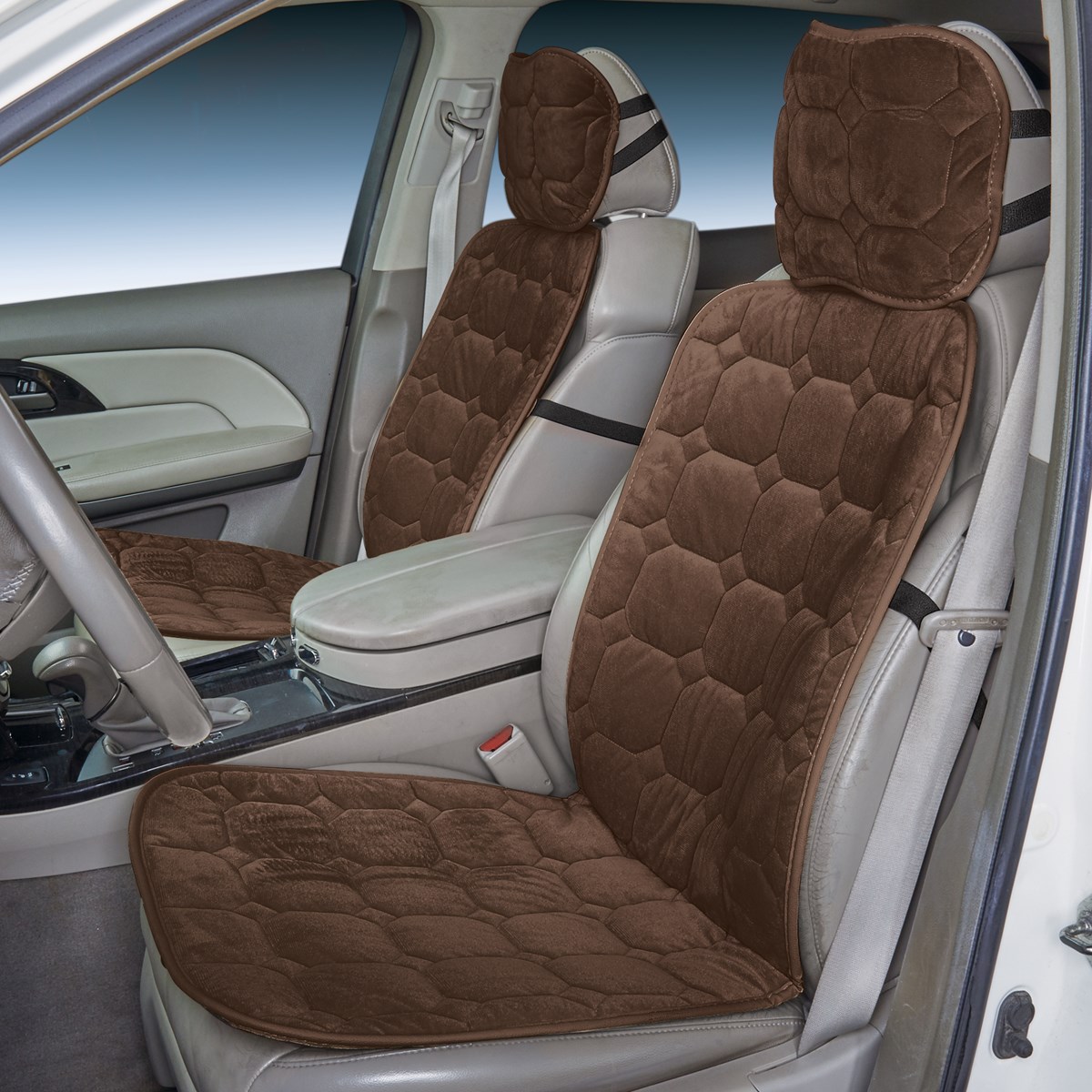 Plush Quilted Car Seat Cushion with Straps Collections Etc.