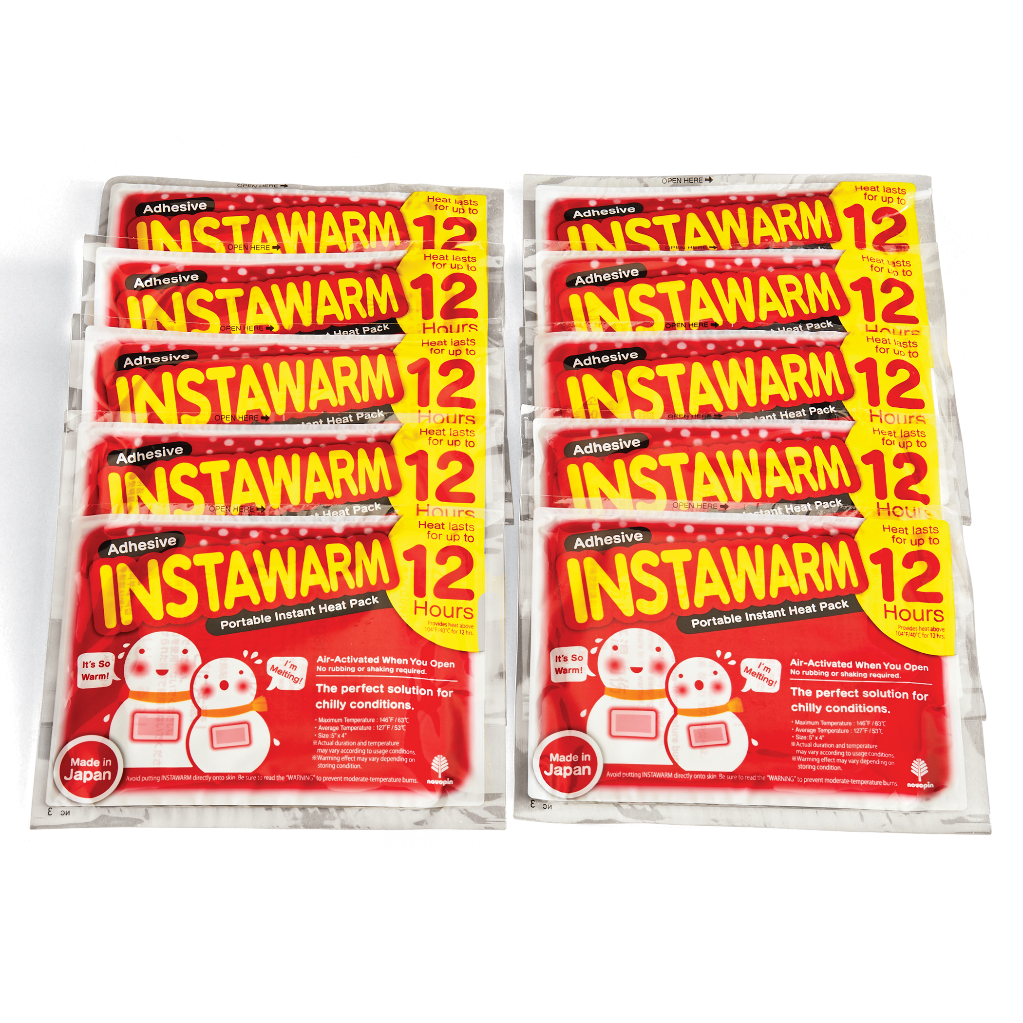Instawarm Portable Adhesive Instant Heat Packs Set of 10 840799150087