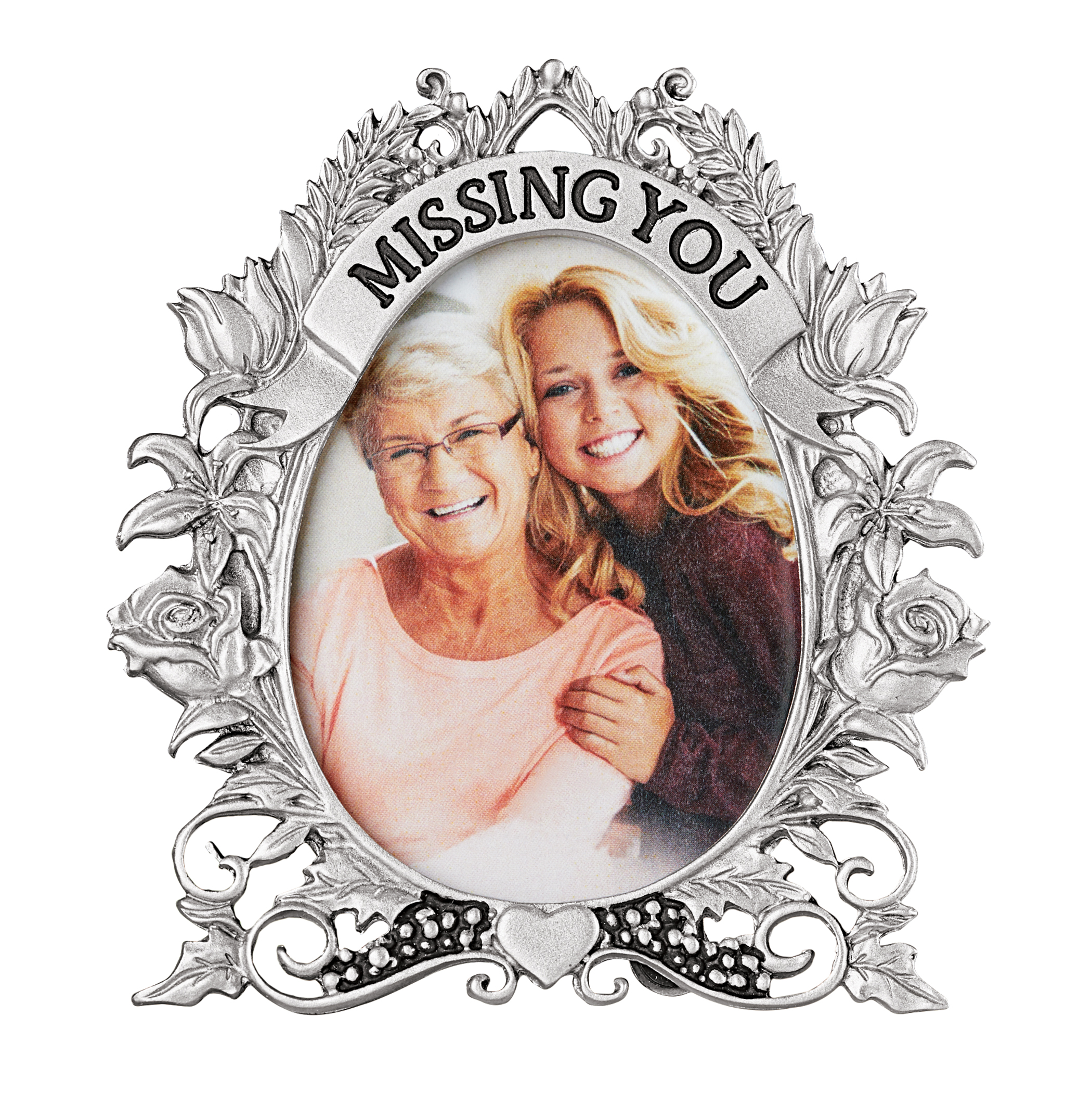 Missing You Christmas Tree Ornament and Tabletop Frame 3 X 3.5 X 3.5 Silver