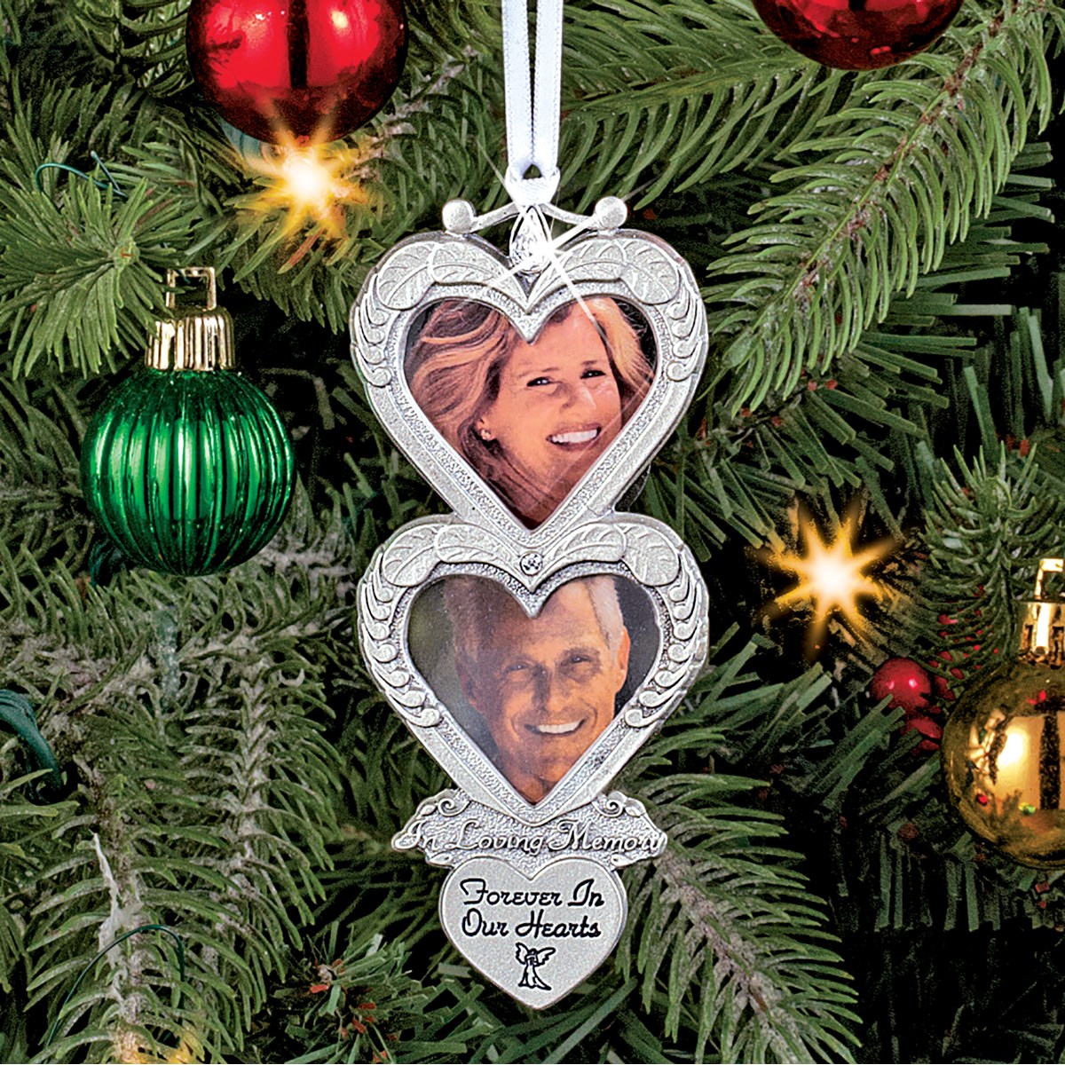 Memorial Frame Double Heart Christmas Tree Ornament Collections Etc.