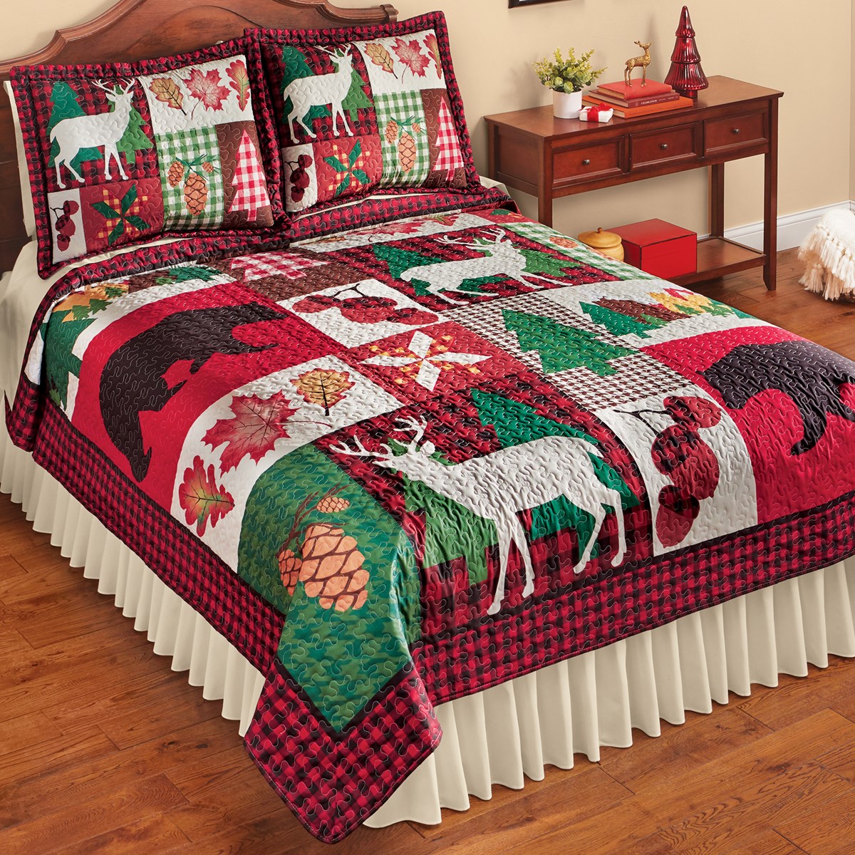 Colorful Printed Woodland Scenery Plaid Patchwork Quilt Collections Etc.