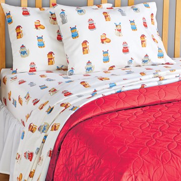 Rustic Winter Cardinal Scene Fleece Coverlet Christmas Bedding