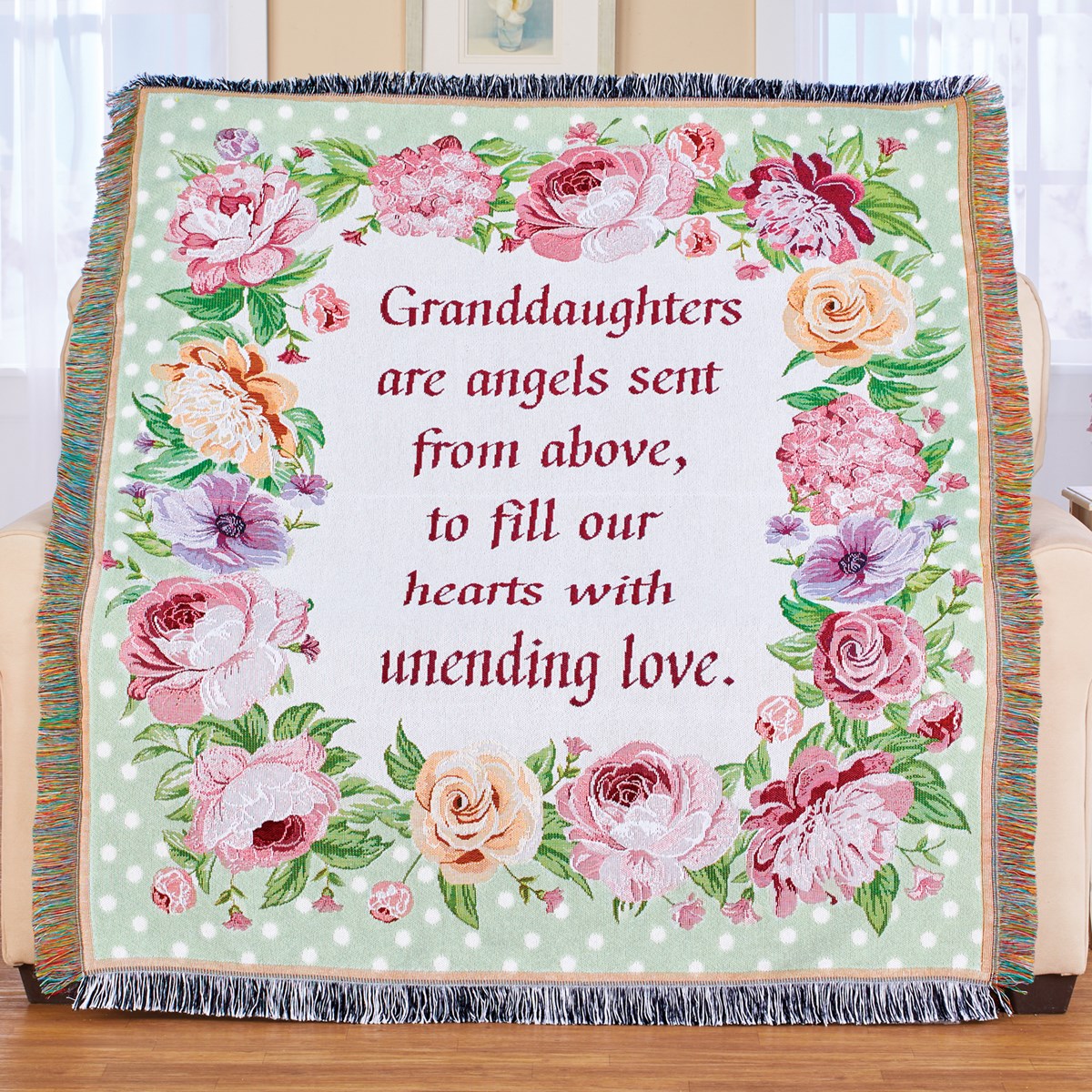 Granddaughters Are Angels Sent From Above Roses Throw Blanket