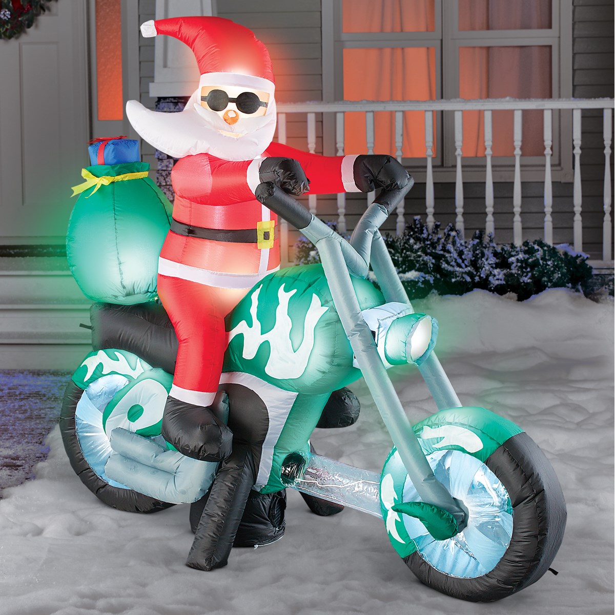 5Foot Long Santa on Motorcycle Sleigh Lawn Inflatable Collections Etc.