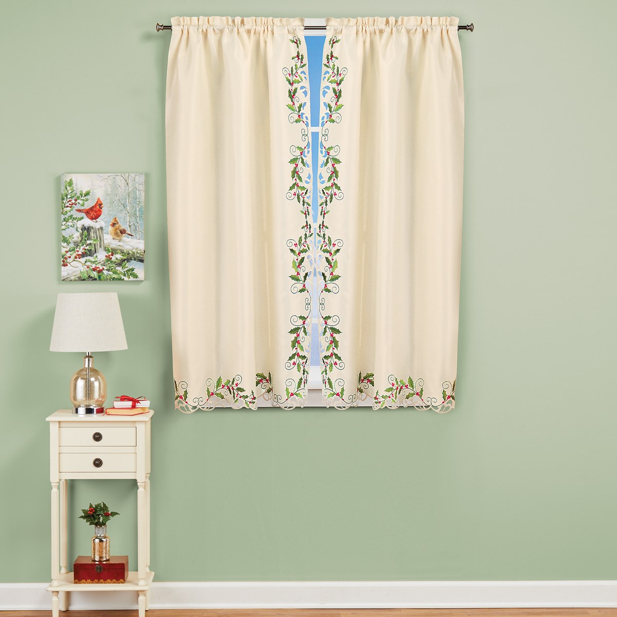 Holly Embroidered Ivory Intricate Cutwork Window Curtains Collections