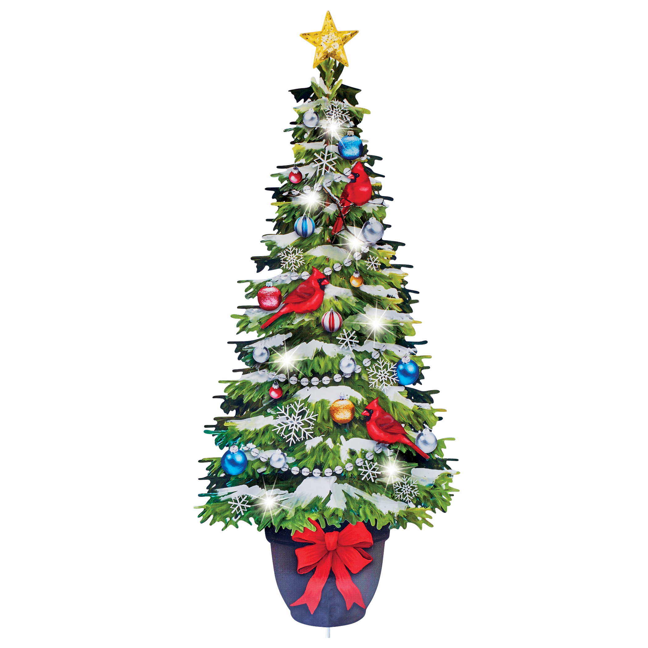 Solar Powered LED Lighted Snowy Holiday Christmas Tree 11.5 X 3.5 X 33