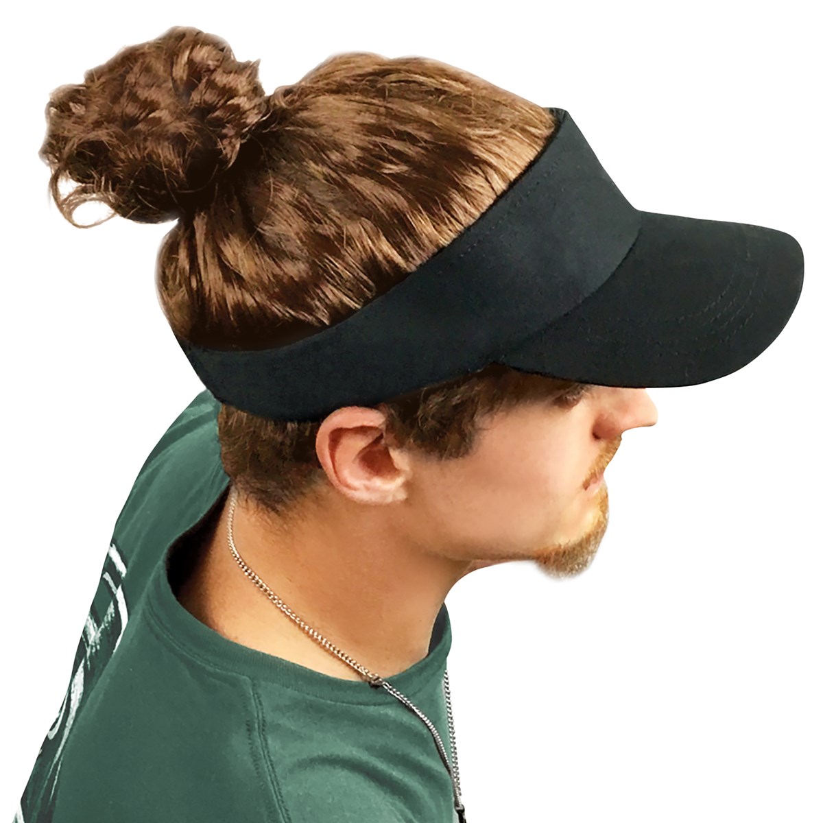 Realistic BrownHaired Man Bun Wig Visor Collections Etc.
