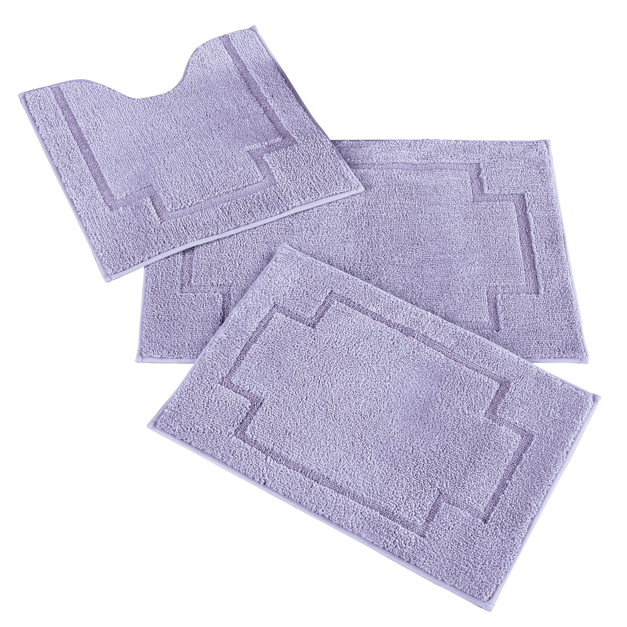 Elegant Serene 3-Piece Slip-Resistant Tufted Bath Rug Set 30.25" x 20.25" x 0.4" Lilac, 30.25" x 20.25" x 0.4"