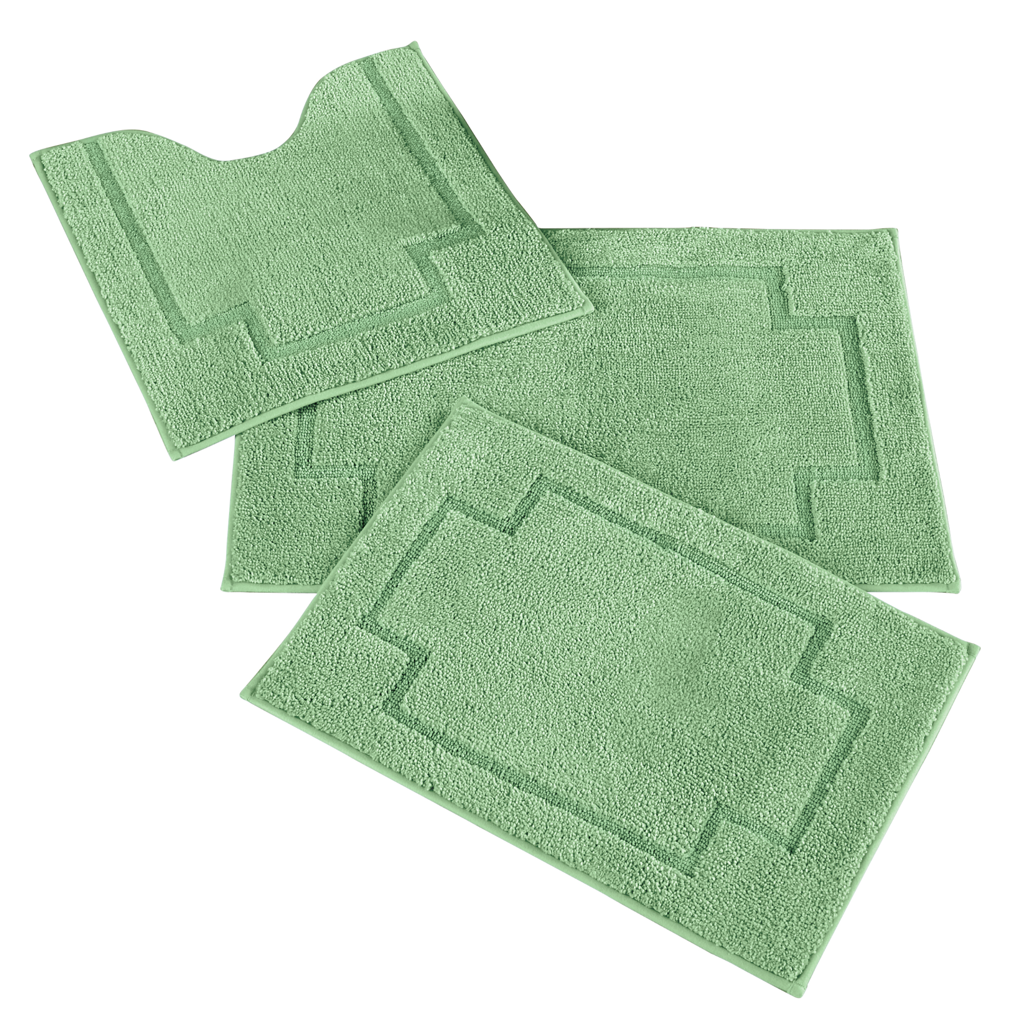 Elegant Serene 3-Piece Non-Slip Tufted Bath Rug Set, Sage, 30" X 20" X 0.4"
