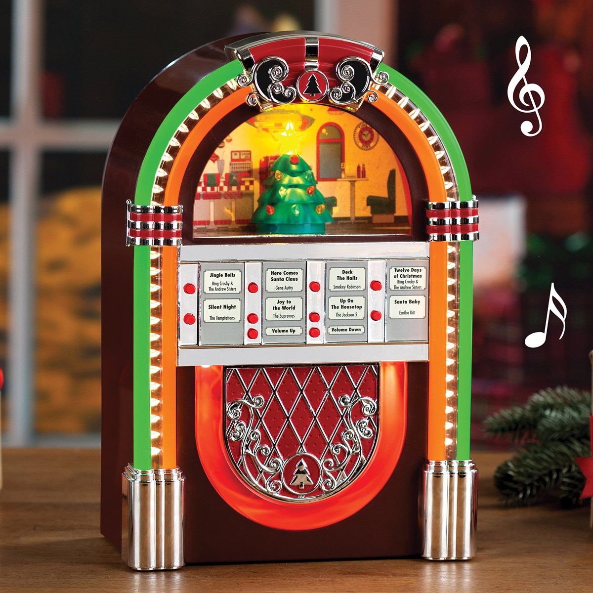 BatteryOperated Vintage Tabletop Christmas 8Song Jukebox