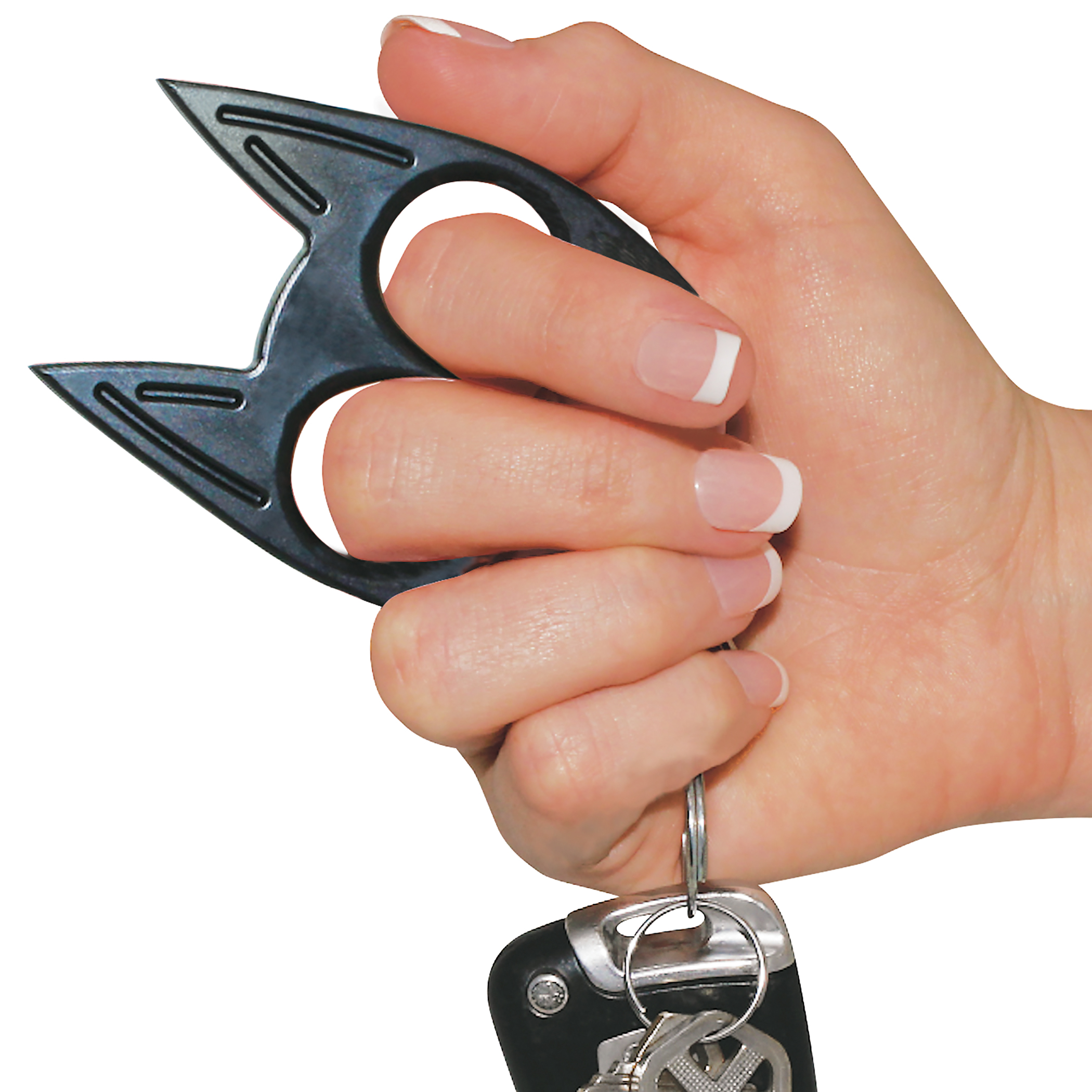 Self Defense Kitty Ears Unbreakable Plastic Key Chain, Black