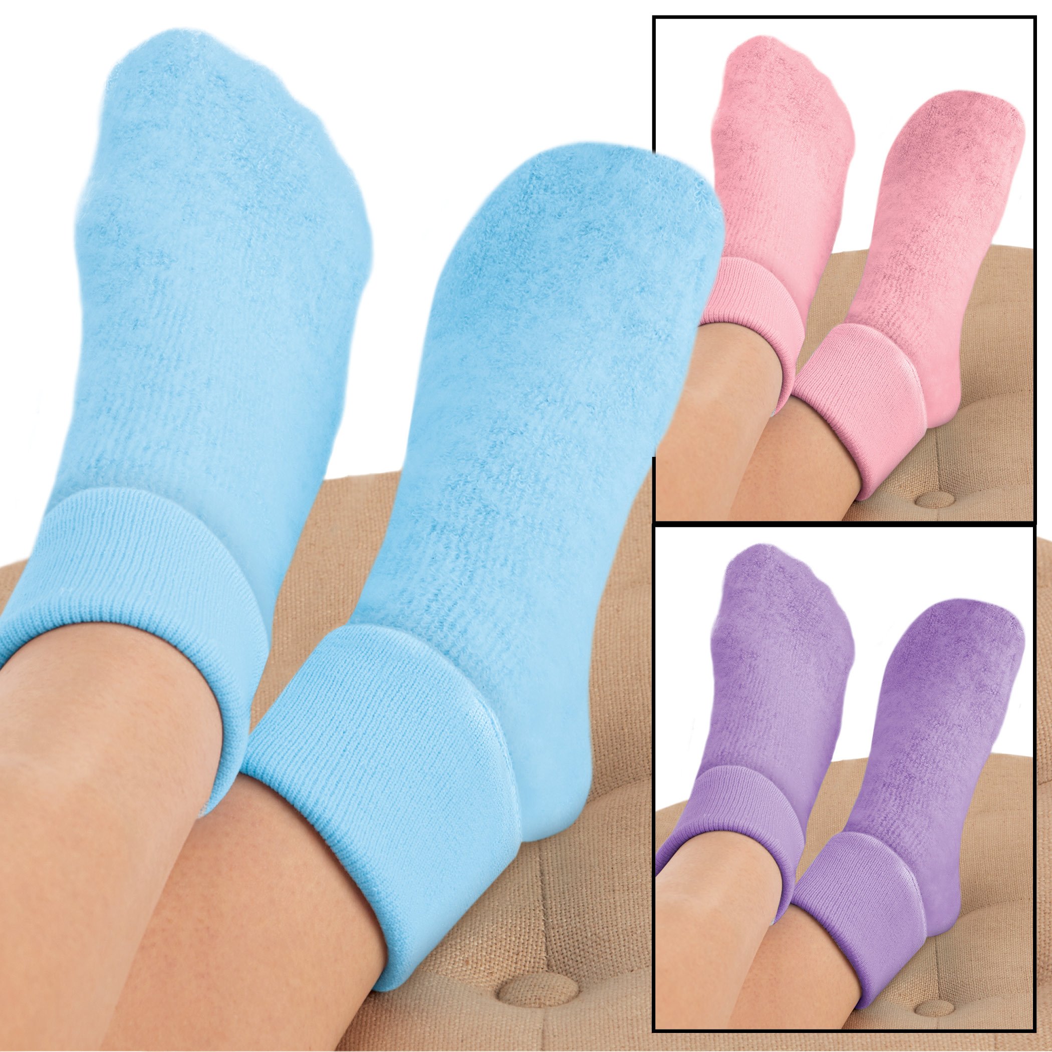 Comfortable Plush Interior Multicolor Bed Socks - Set of 3