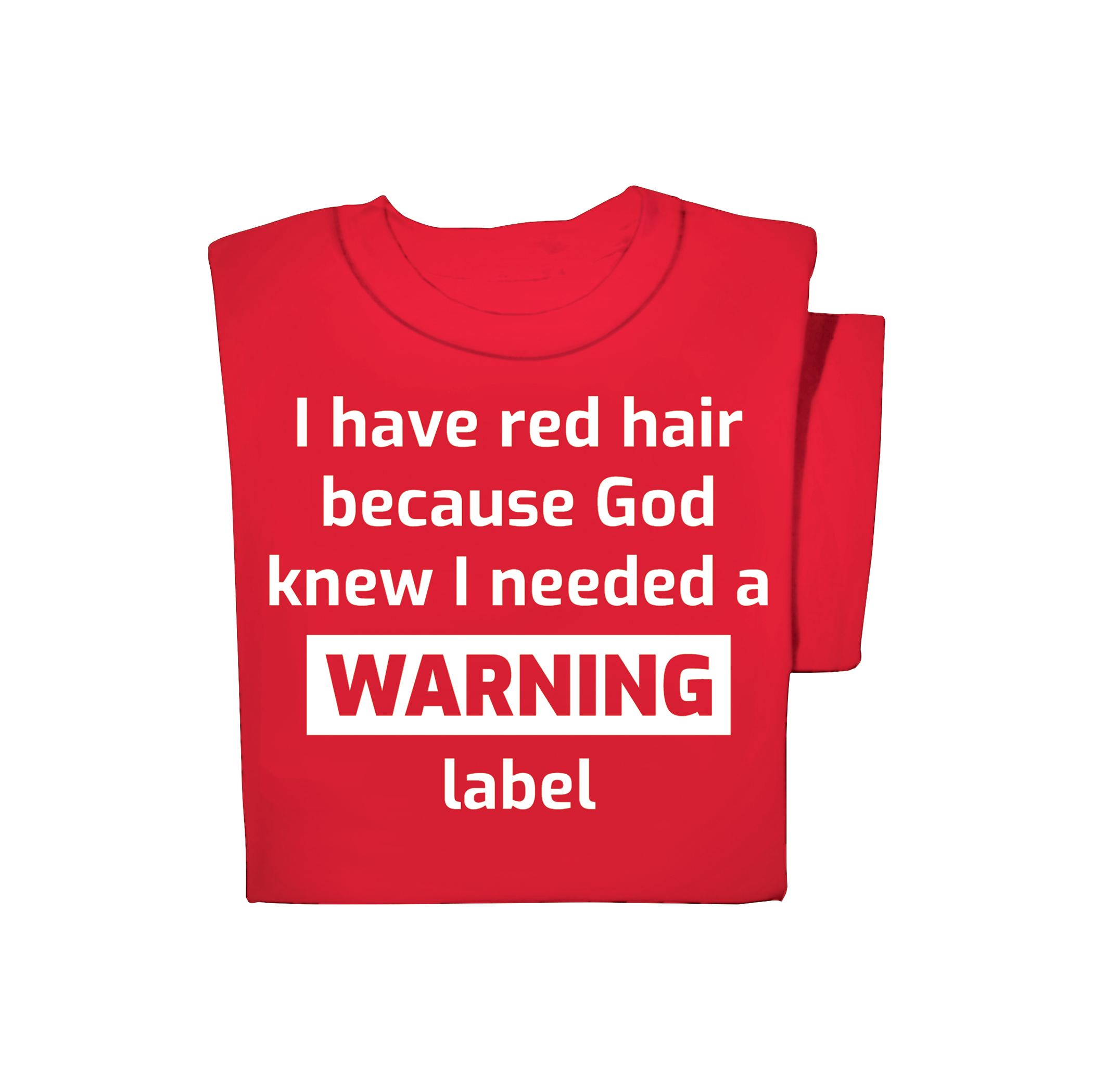 I Have Red Hair Warning Label Cotton Knit Graphic T-Shirt XX-Large Red