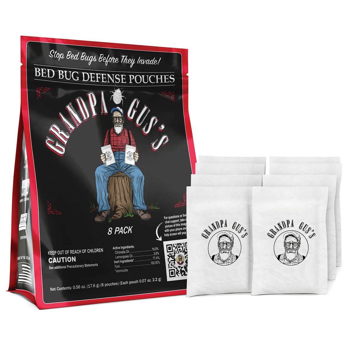Grandpa Gus Natural Deterrent Bed Bug Pouches 8Pack Collections Etc.