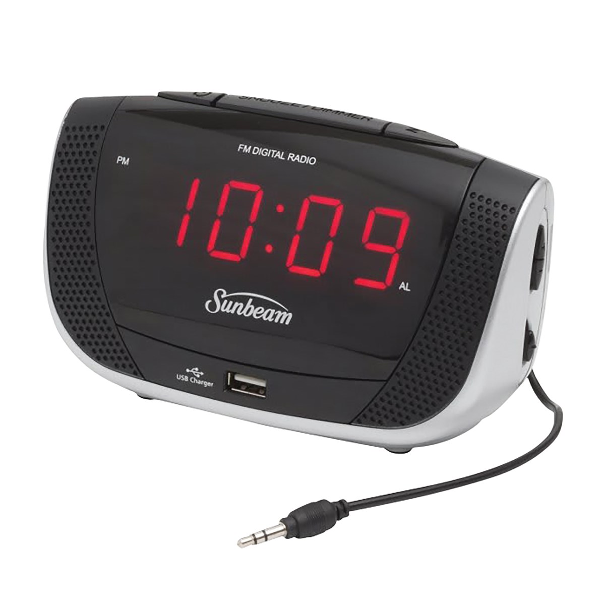 Sunbeam LED Display Compact FM Clock Radio with USB Collections Etc.