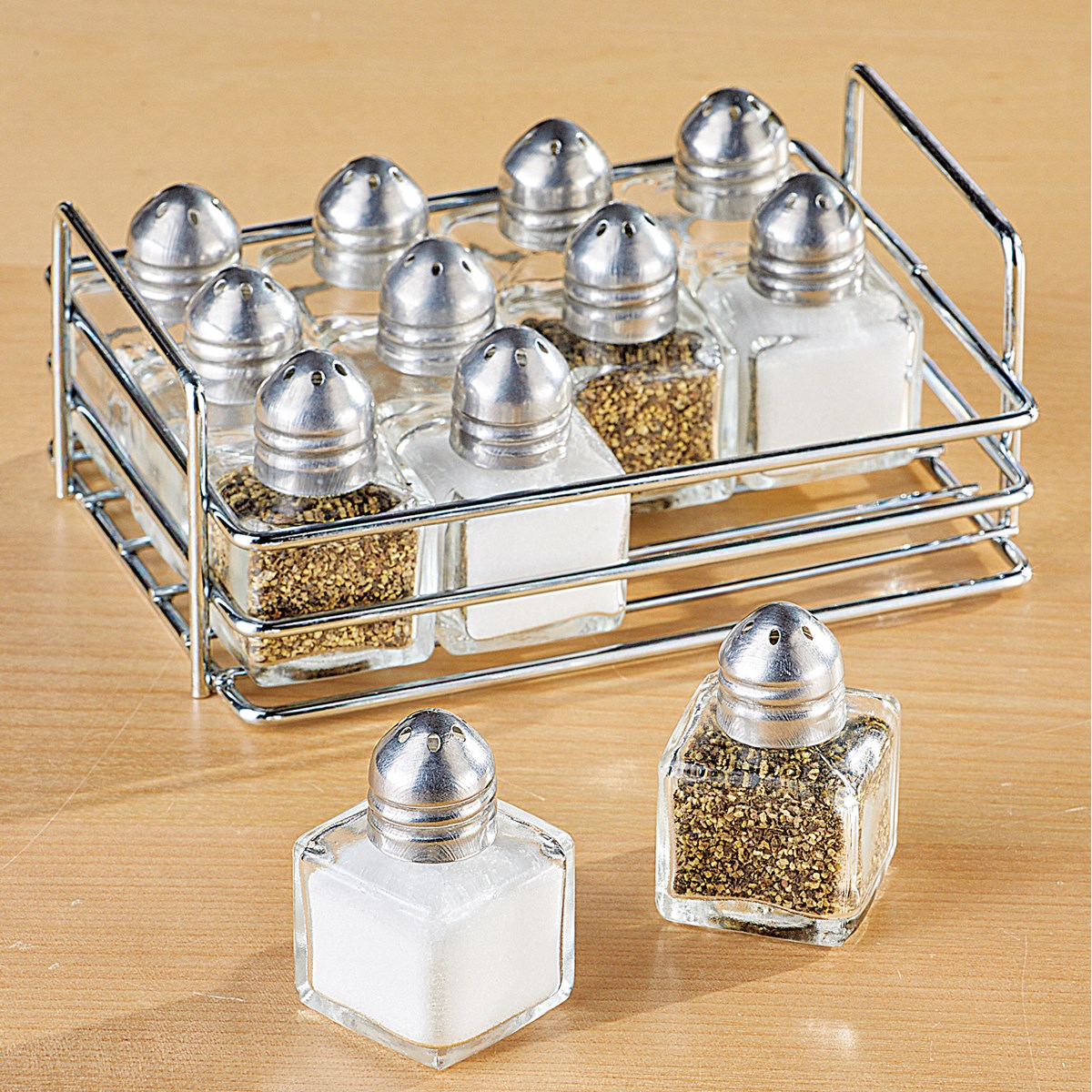 12Piece Square Glass Salt and Pepper Shakers with Holder Collections