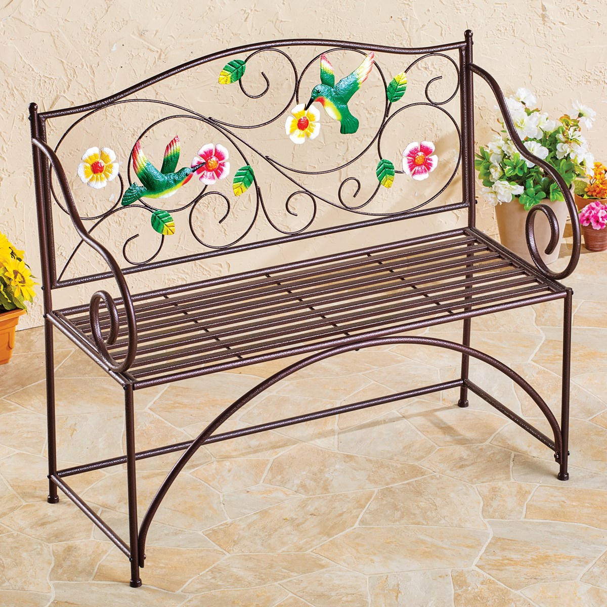 Charming Scrolling Design Hummingbird Garden Bench Collections Etc.