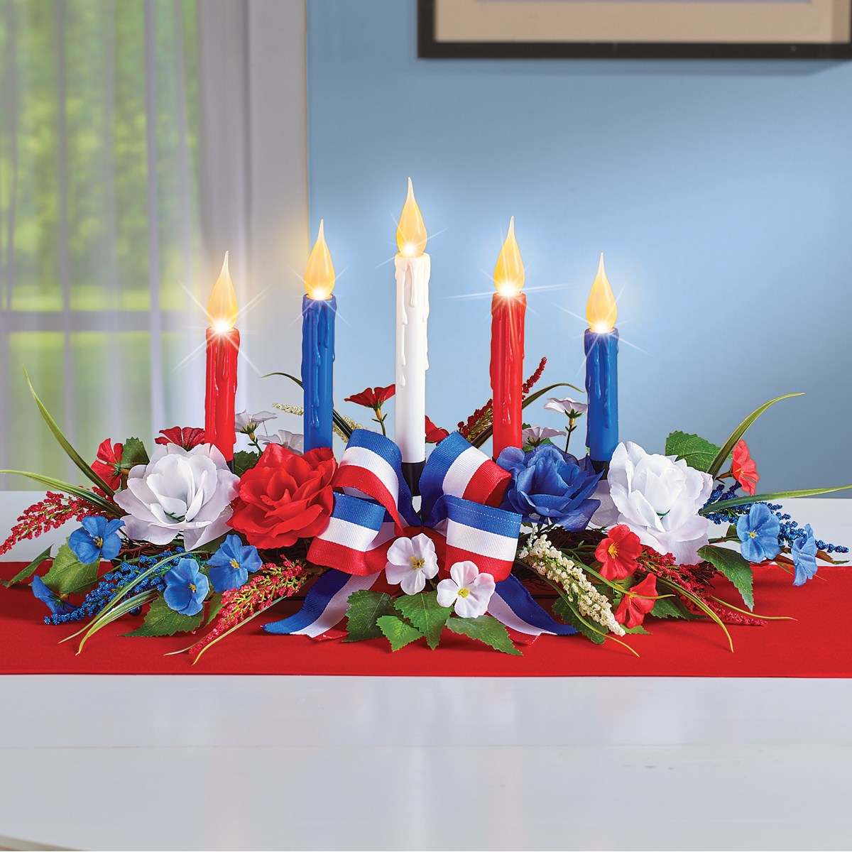 Patriotic Candle Centerpiece with LED Lights Collections Etc.