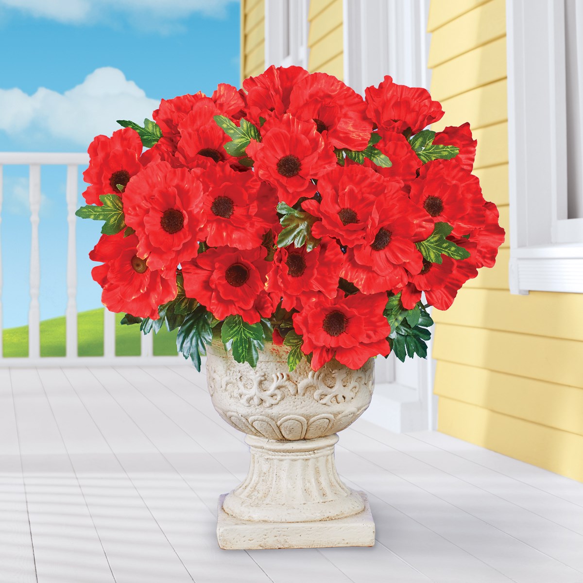 Beautiful Artificial Spring Poppy Bushes Set of 3 Collections Etc.