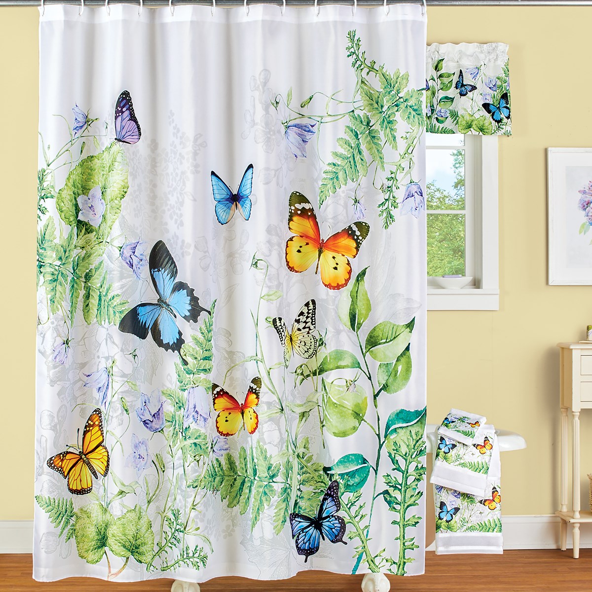 Garden Oasis Butterfly Leaf Shower Curtain | Collections Etc.