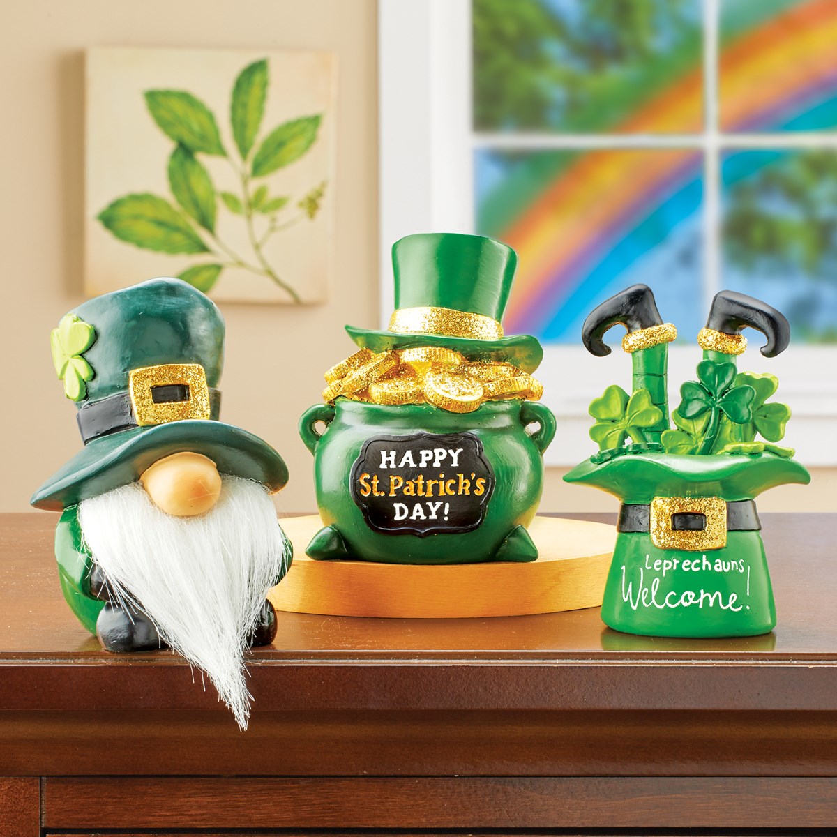 HandPainted Leprechaun Sitter Figurines Set of 3 Collections Etc.