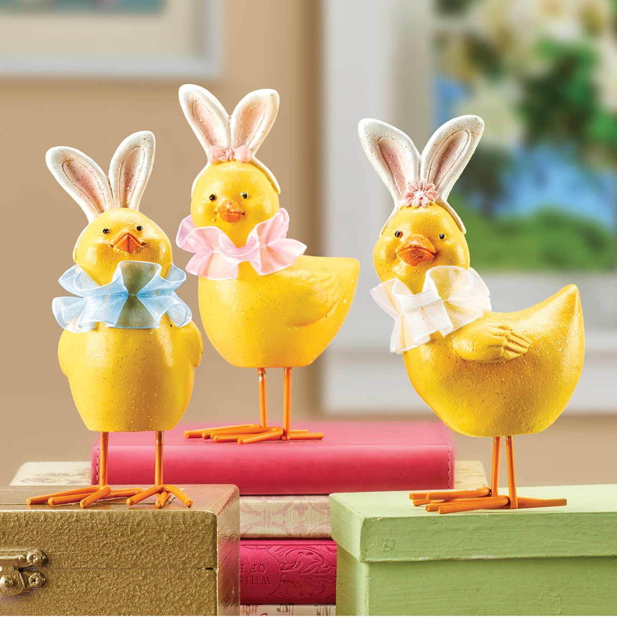 HandPainted Easter Chick Sitter Figurines Set of 3 Collections Etc.