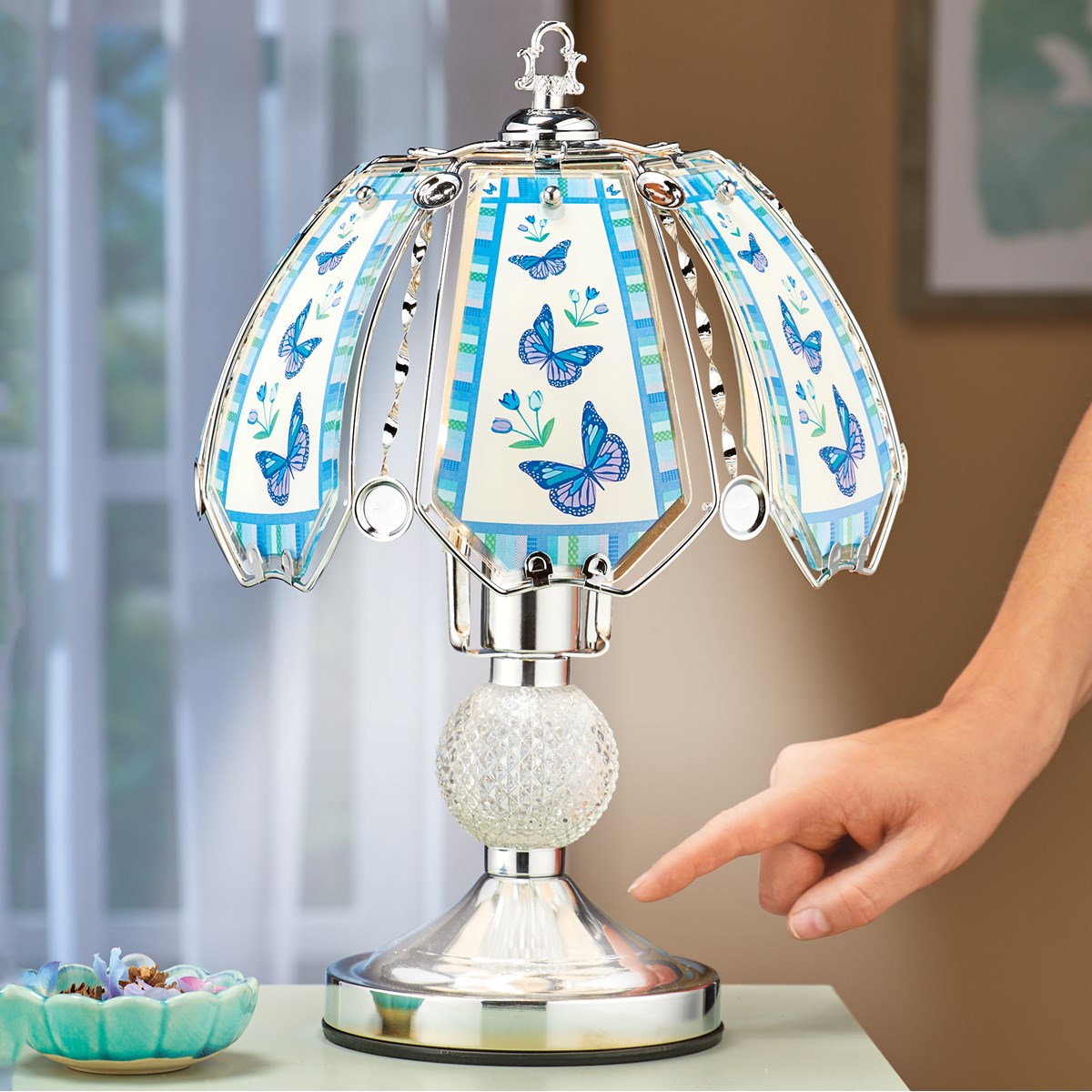 Colorful Butterfly & Tulips Tabletop Touch Lamp Collections Etc.