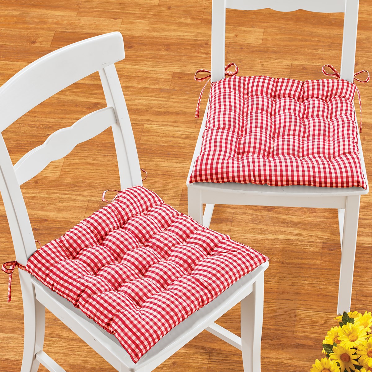 Gingham Plaid Patterned Dining Chair Pads Set of 2 Collections Etc.