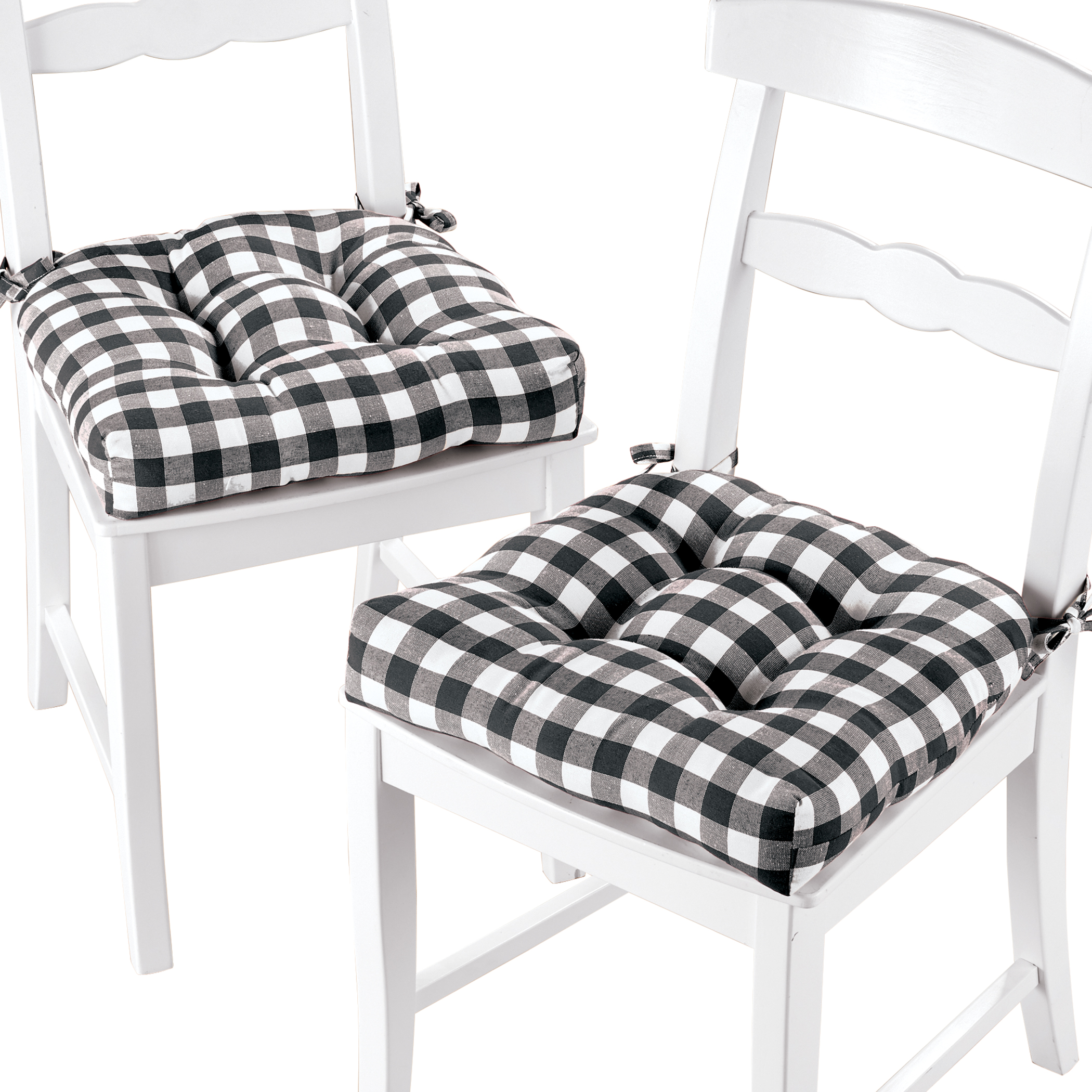 Farmhouse Style Buffalo Check Cushions - Set of 2, Black And White