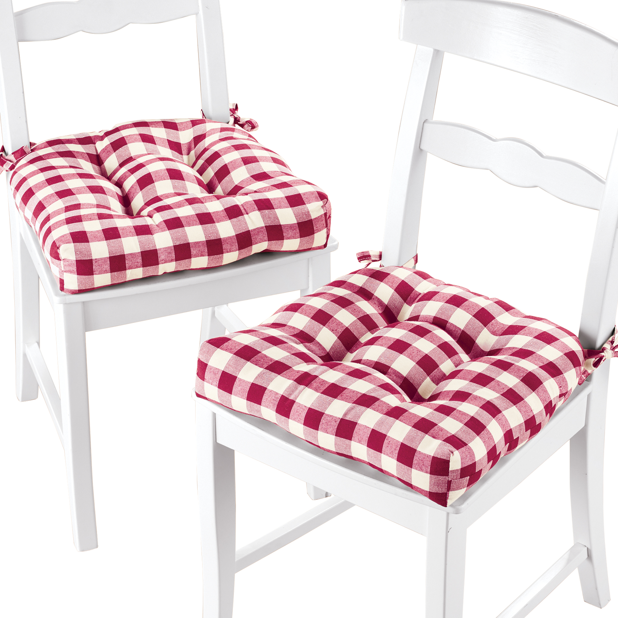 Farmhouse Style Buffalo Check Cushions - Set of 2, Burgundy