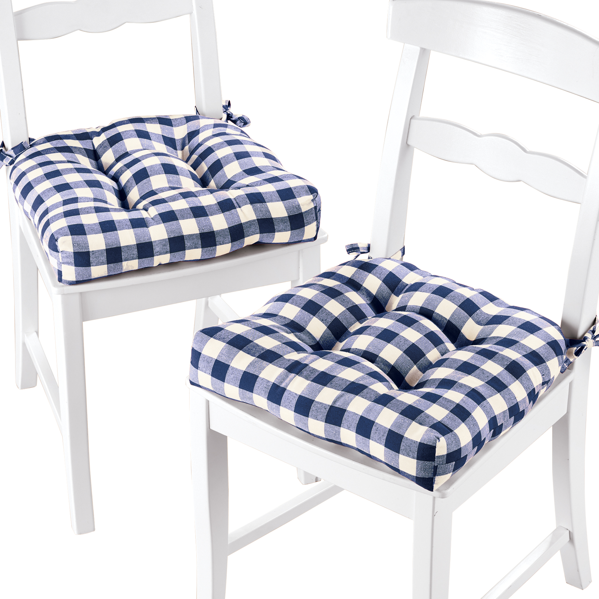 Farmhouse Style Buffalo Check Cushions - Set of 2, Navy