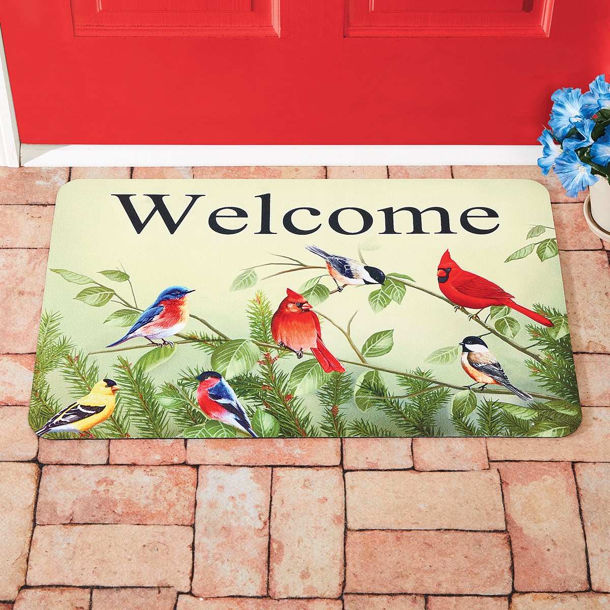 Beautiful Perched Birds on Branches SlipResistant Mat