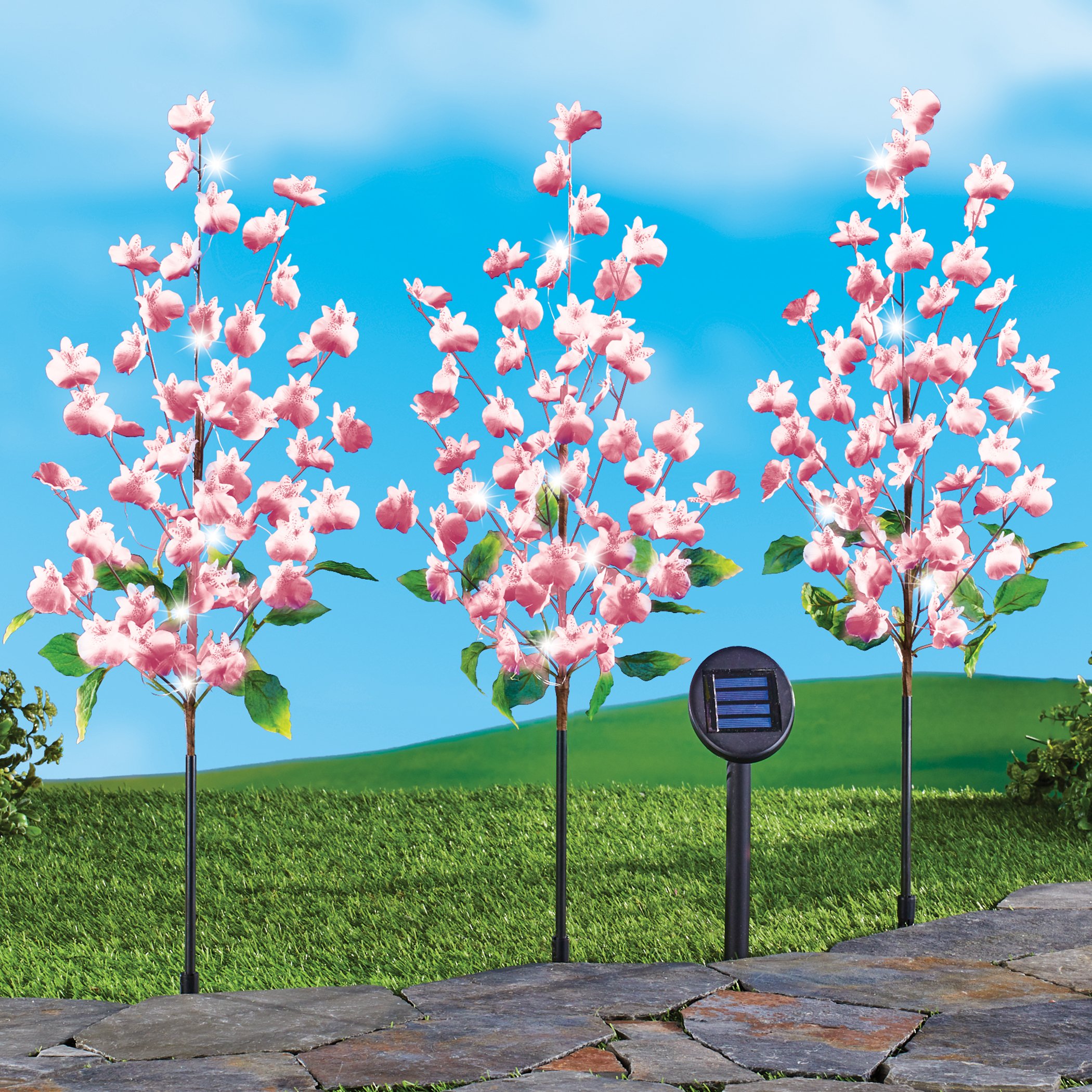 Solar Powered Butterfly Orchid Lawn Stakes - Set of 3 | eBay