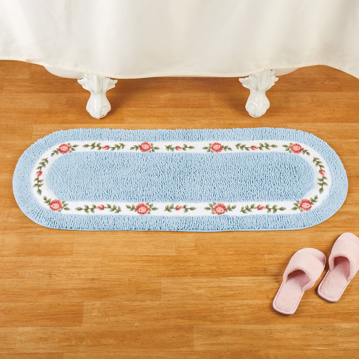 Soft & Absorbent Floral Tufted NonSlip Bathroom Runner Rug