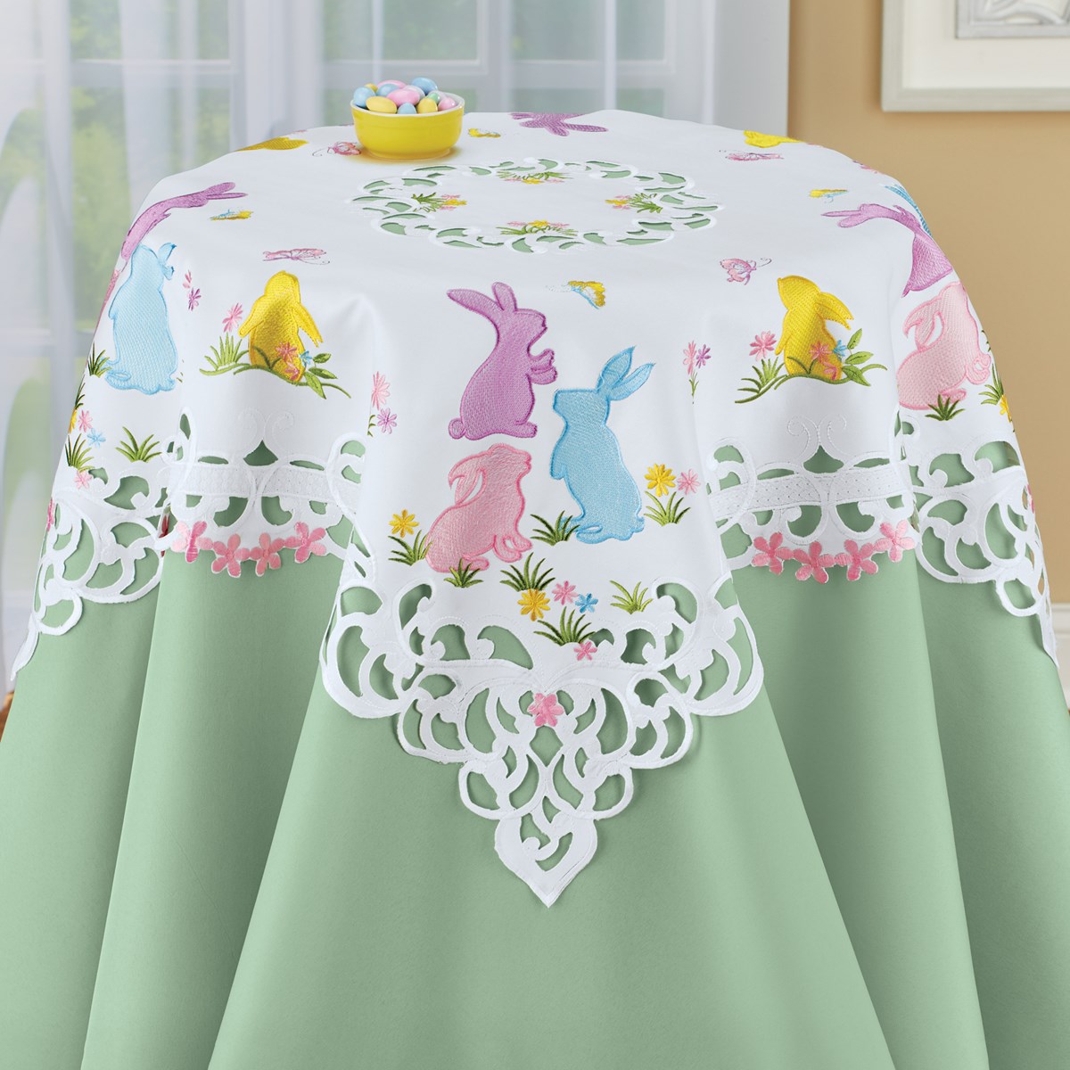 Field of Bunnies Soft Pastel Easter Table Linens Collections Etc.