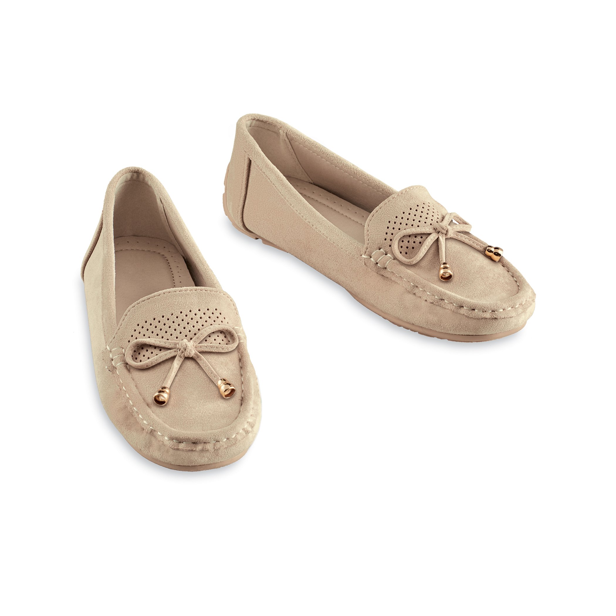 Stylish Microsuede Tassel Tie Cut-Out Pattern Moccasins, Tan, 9