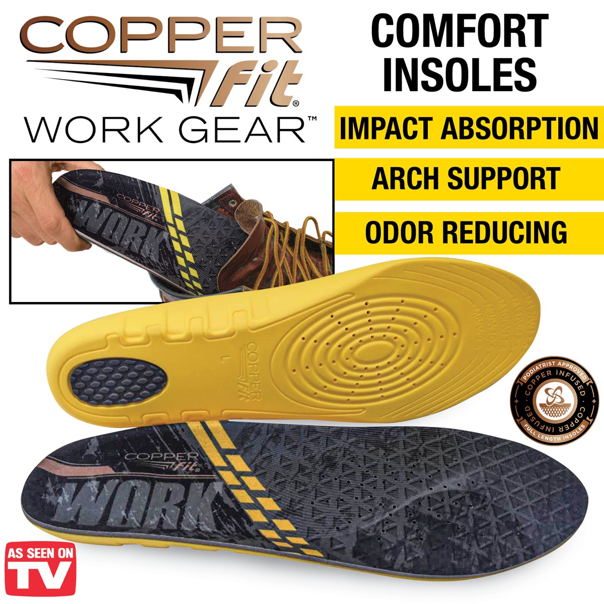 CopperFit Work Gear ImpactAbsorbing Comfort Insoles Collections Etc.