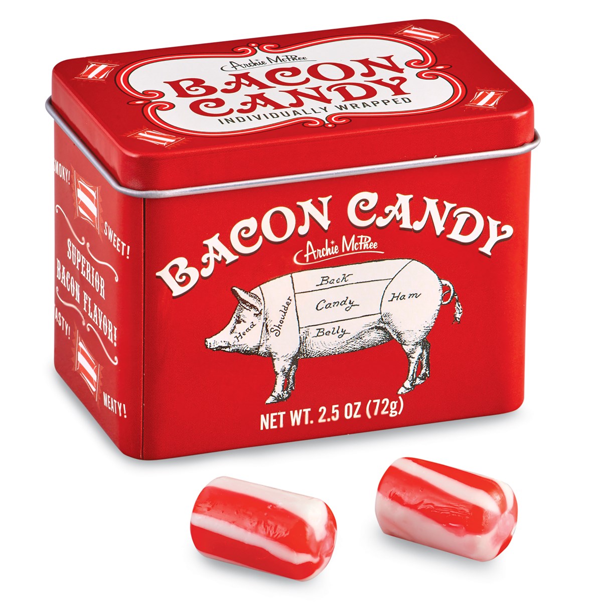 Individually Wrapped Bacon Favored Striped Candy Collections Etc.