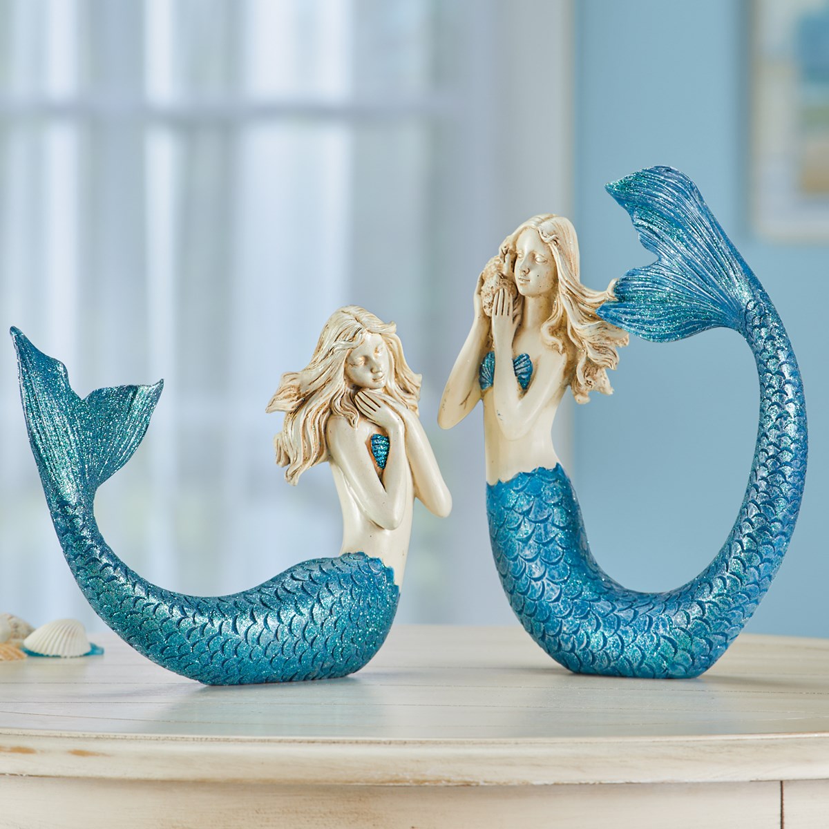 HandPainted Glittered Mermaid Tabletop Figurines Collections Etc.