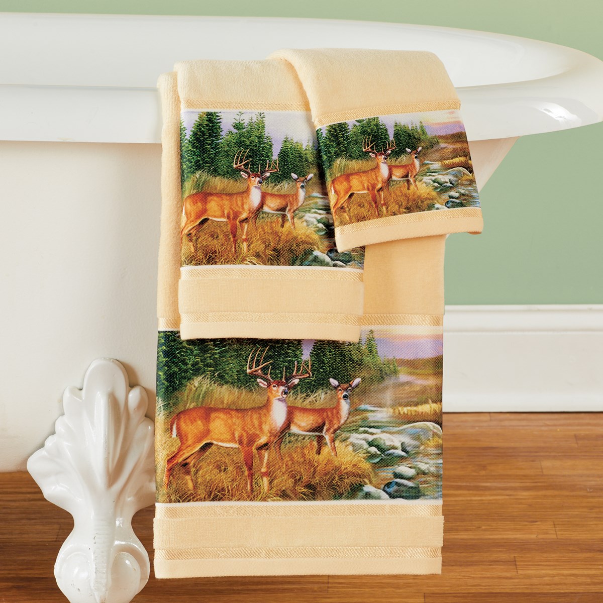 Woodland Deer 3Piece Cotton Bathroom Towel Set Collections Etc.