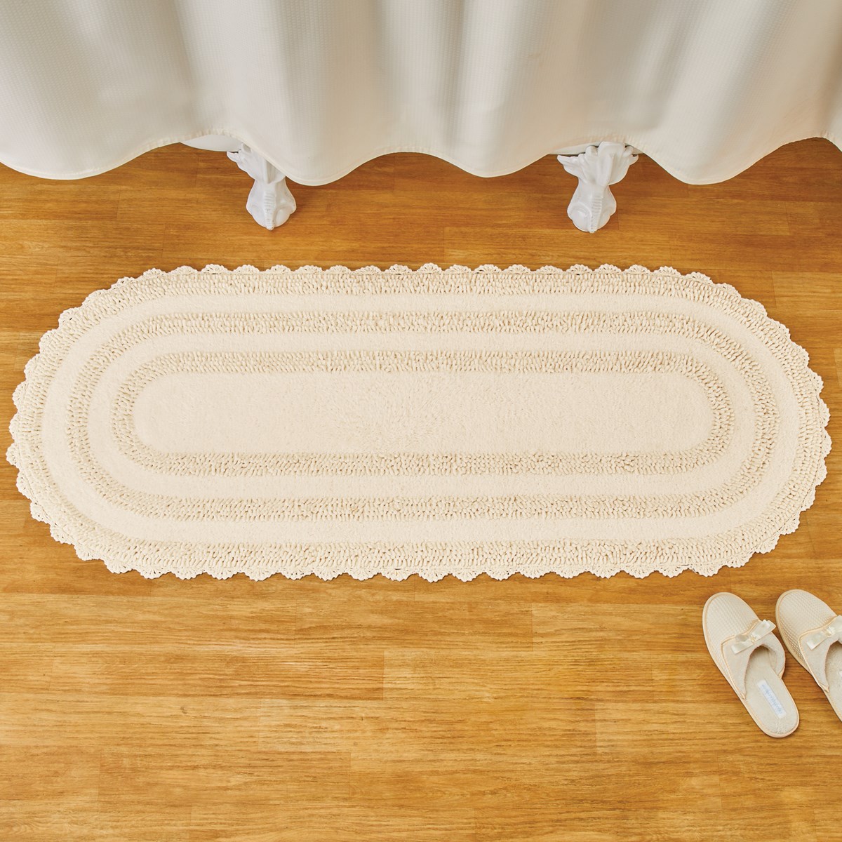 Scalloped Crochet Edge Cotton Bathroom Runner Rug Collections Etc.
