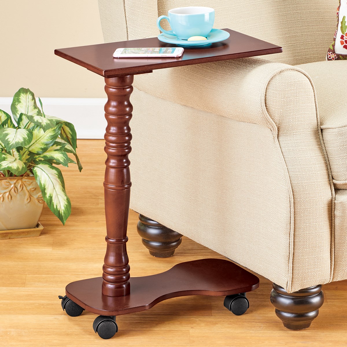 Under Sofa Accent Table with SmoothRolling Wheels Collections Etc.