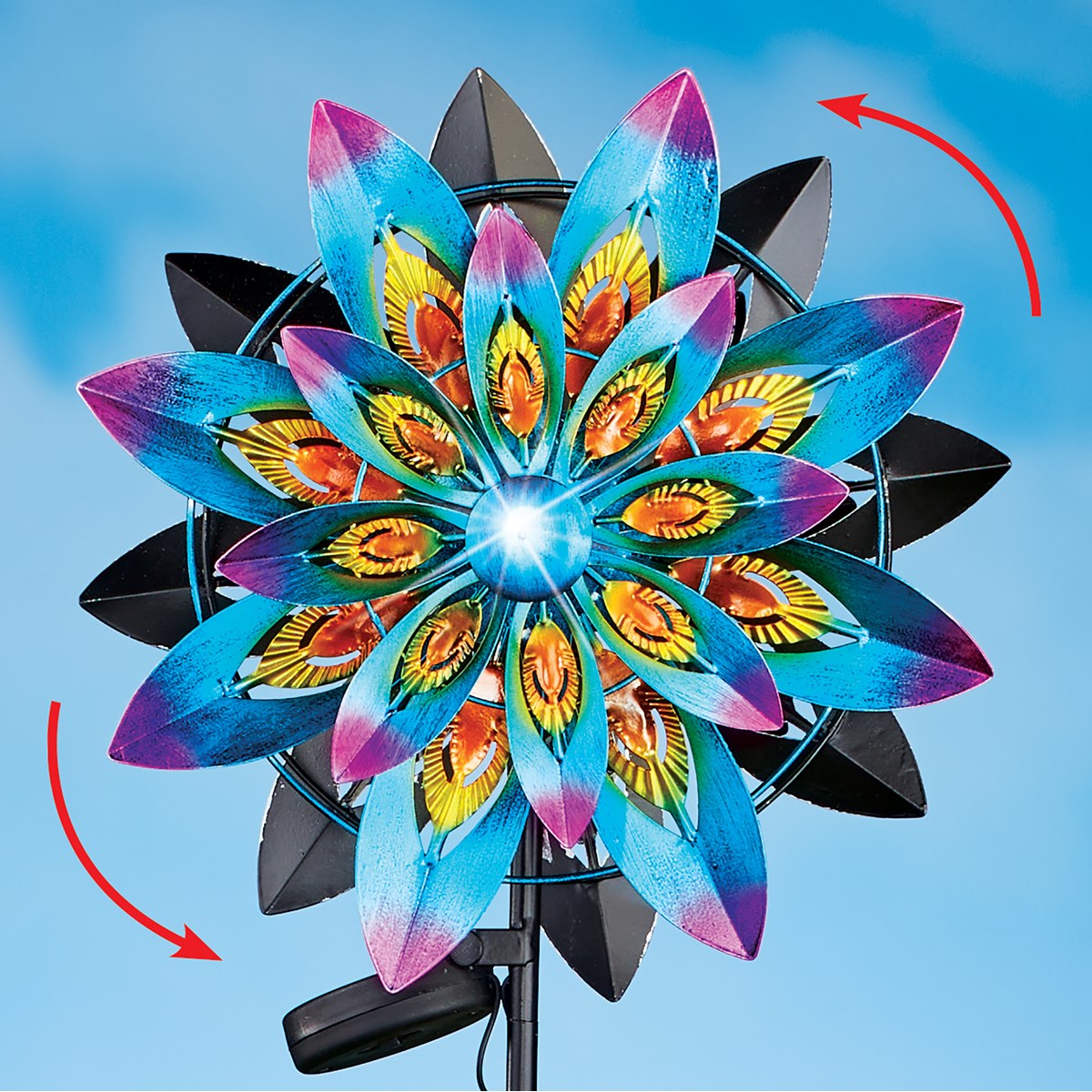 Colorful Solar Double Wind Spinner Yard Stake Collections Etc.