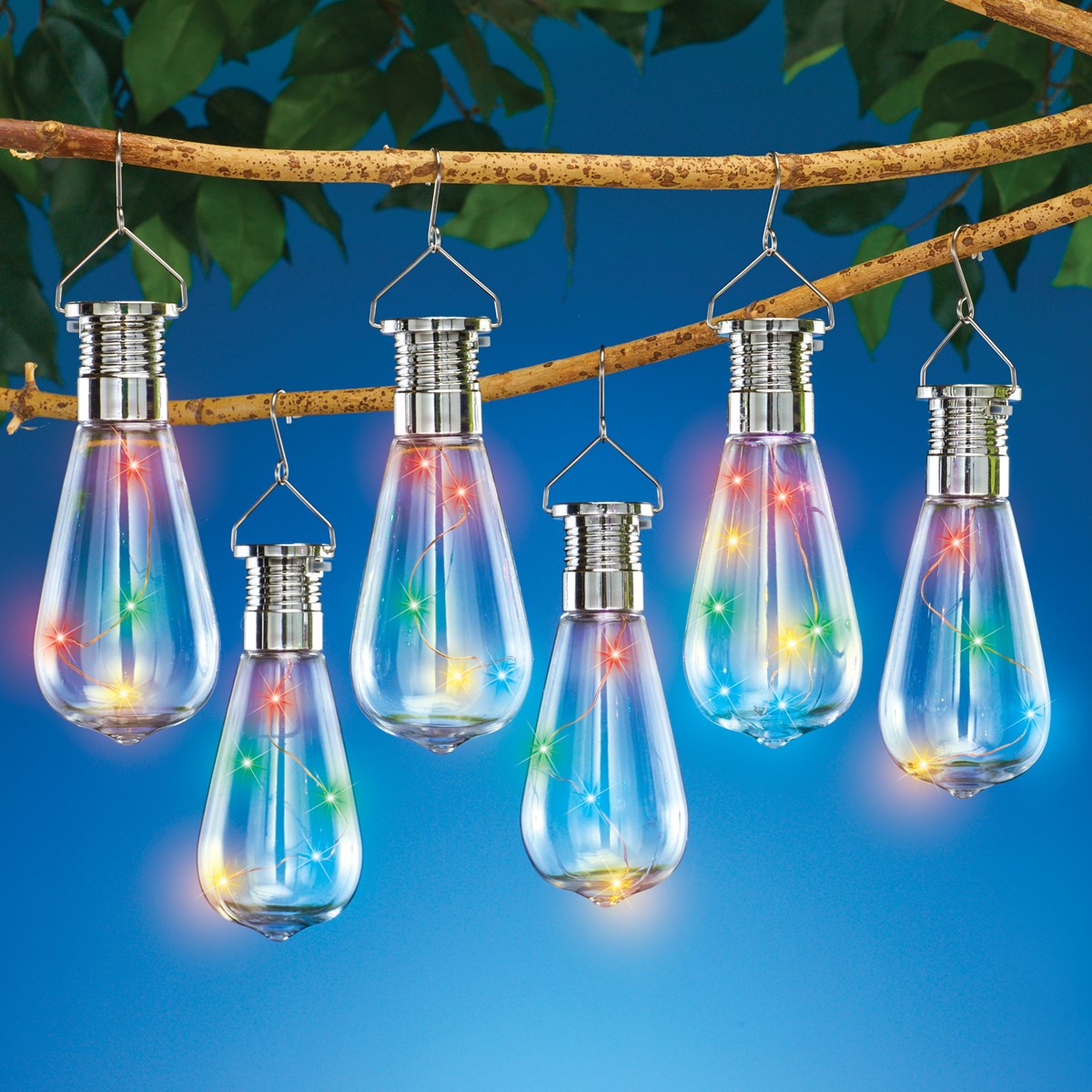 Hanging Outdoor Solar String Light Bulbs Set of 6 Collections Etc.