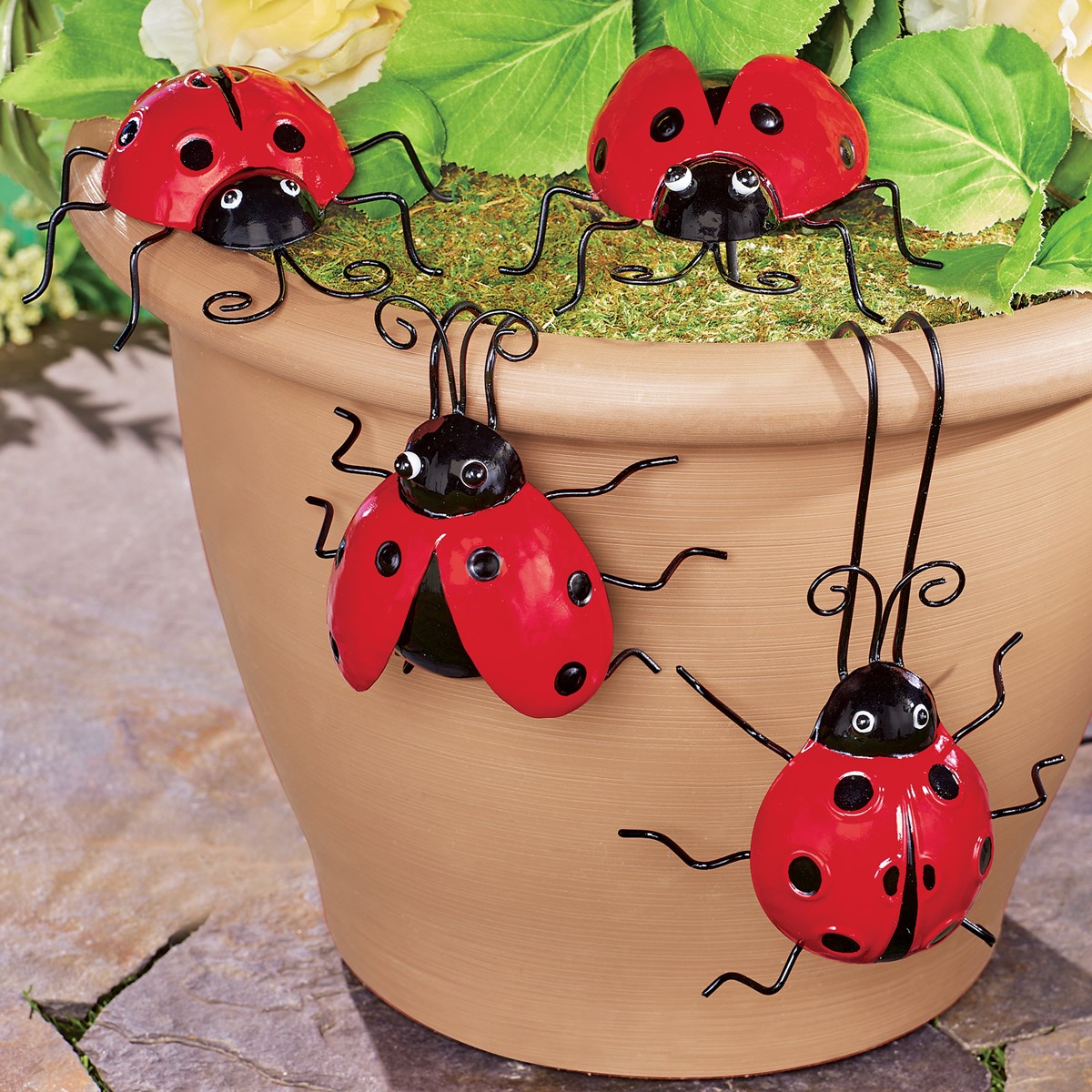 Decorative Metal Ladybug Pot Hangers Set Of 4 Collections Etc.