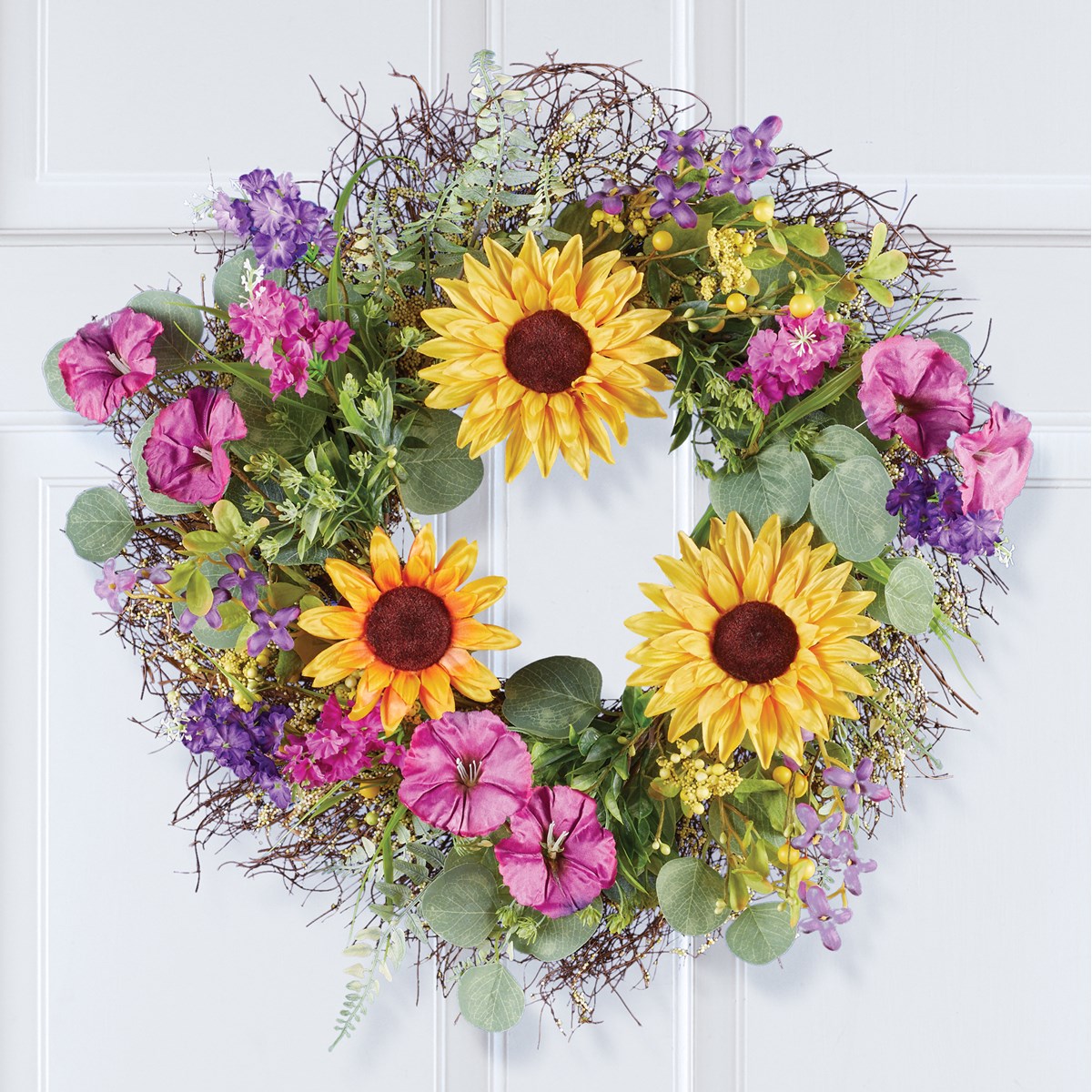 Sunflower & Purple Floral Accent Garden Wreath Collections Etc.